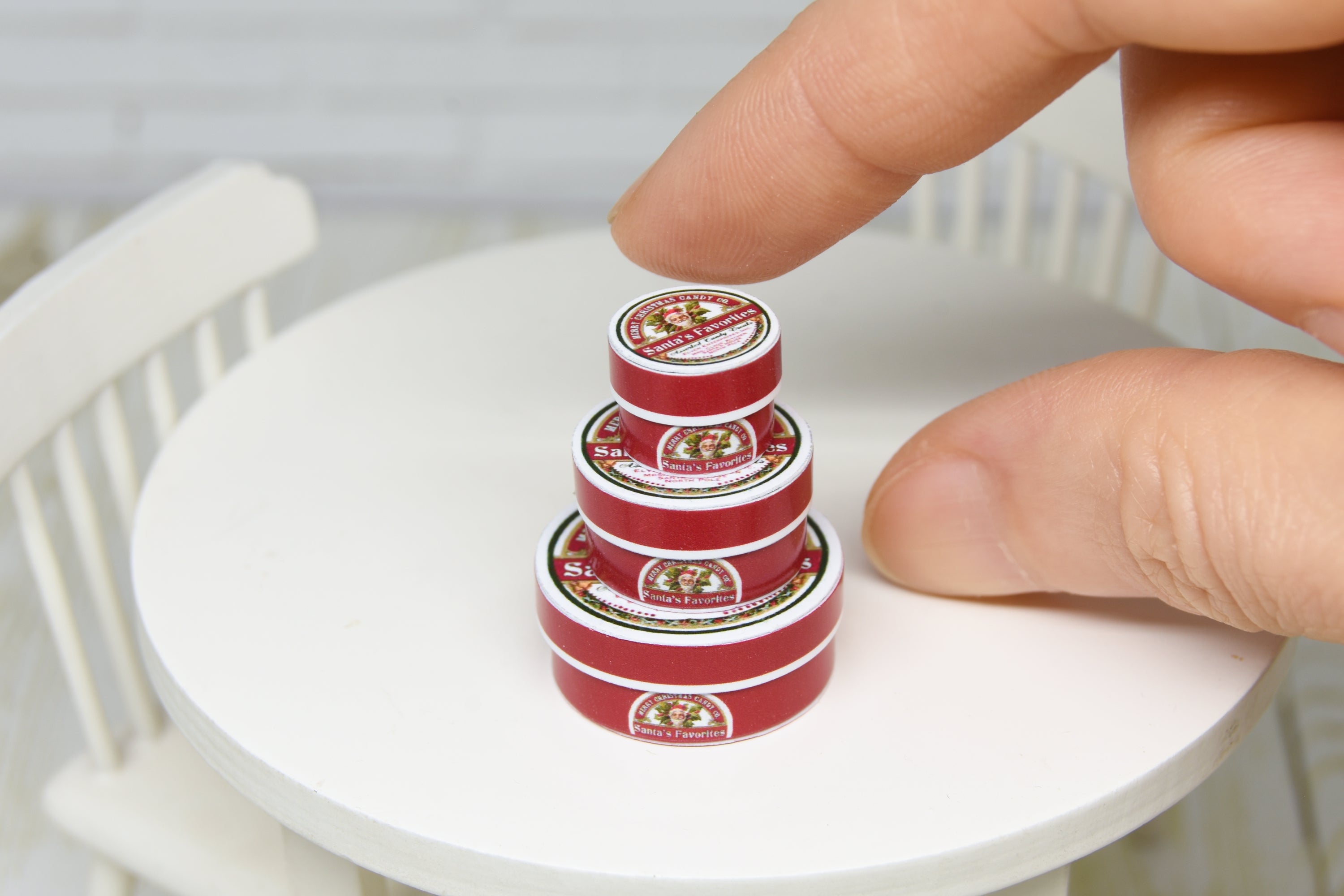 Christmas round boxes Set - 3pcs (1:12 scale)