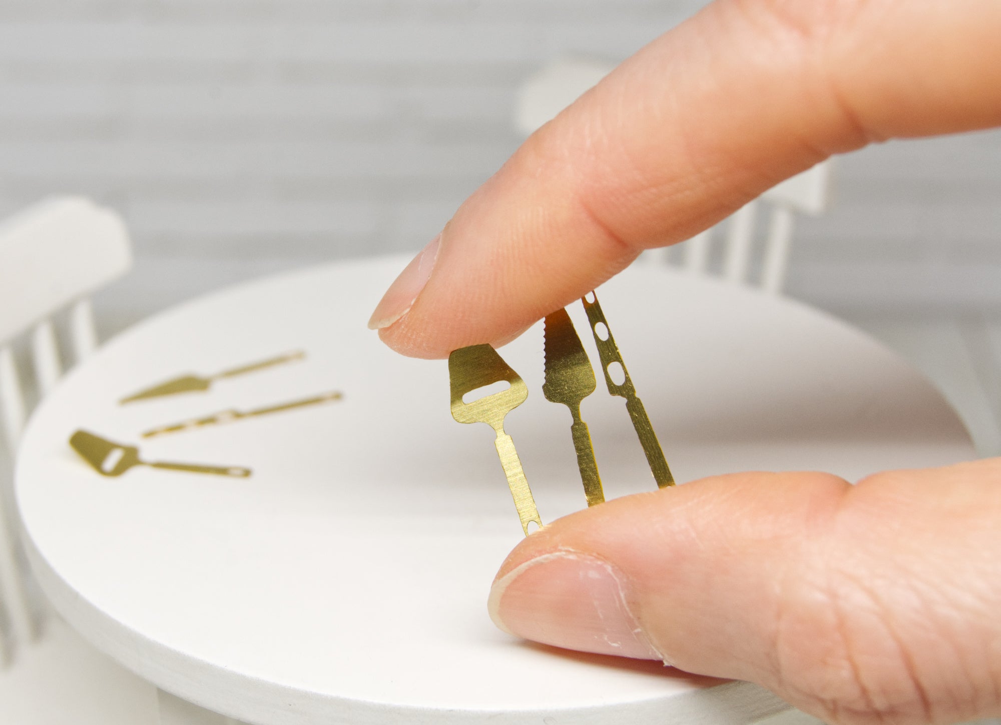 Metal Cheese knives Set (1:12 scale) gold color