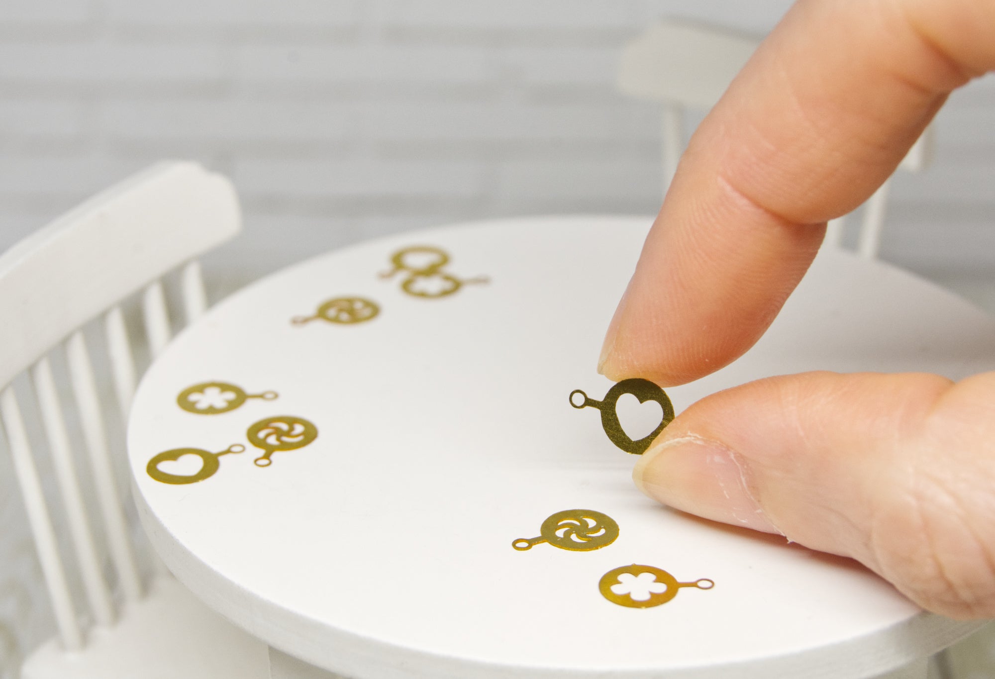 Metal Coffee stencils Set (1:12 scale) gold color
