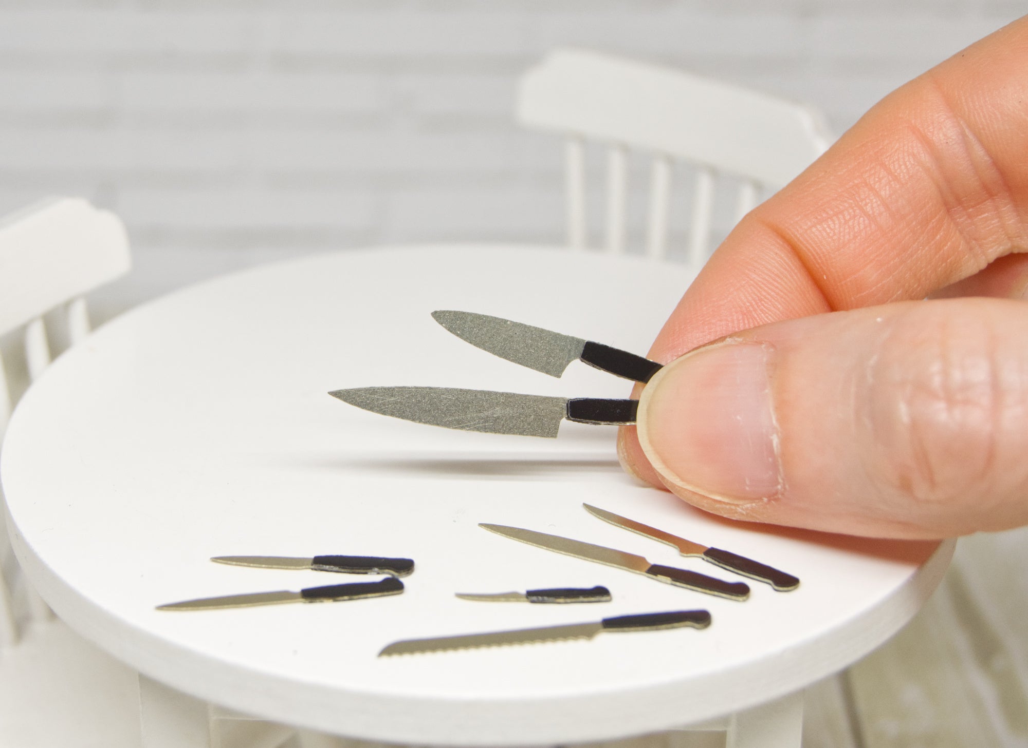 Metal Knives Set - 8pcs (1:12 scale)