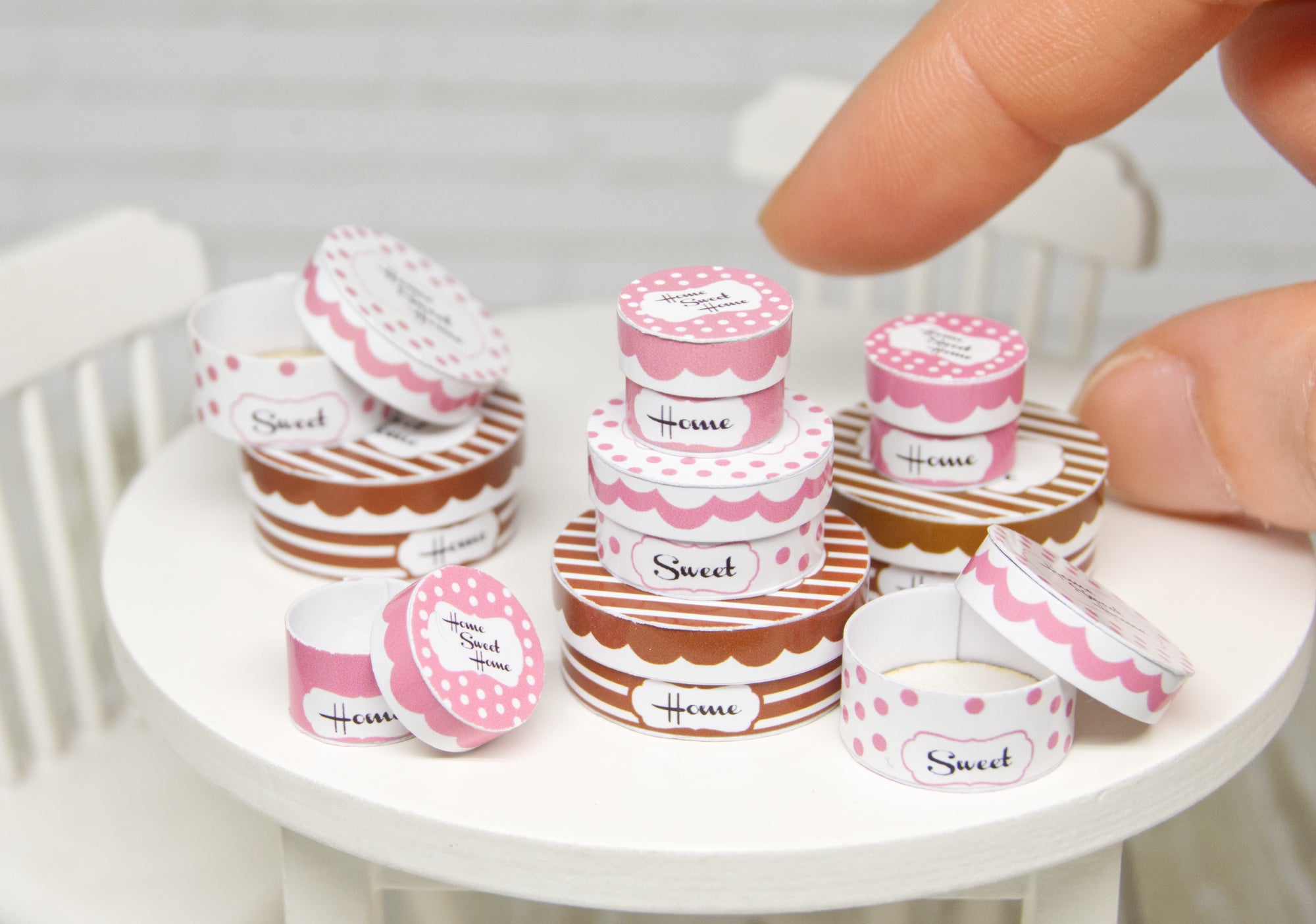 Round Boxes Set - 3pcs (1:12 scale)
