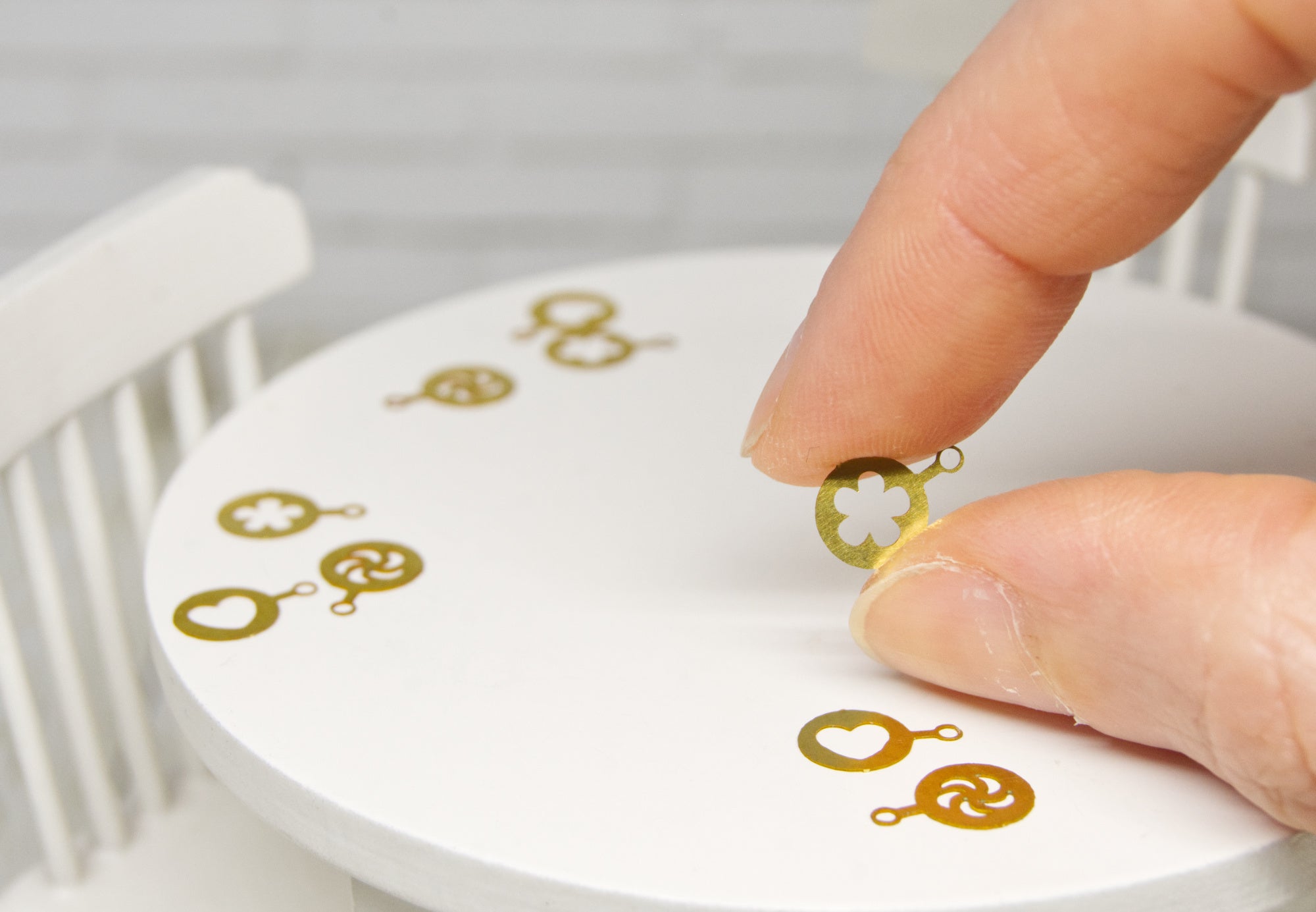 Metal Coffee stencils Set (1:12 scale) gold color