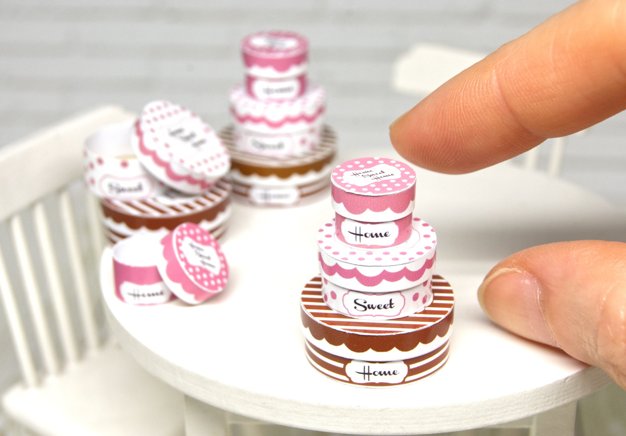 Round Boxes Set - 3pcs (1:12 scale)