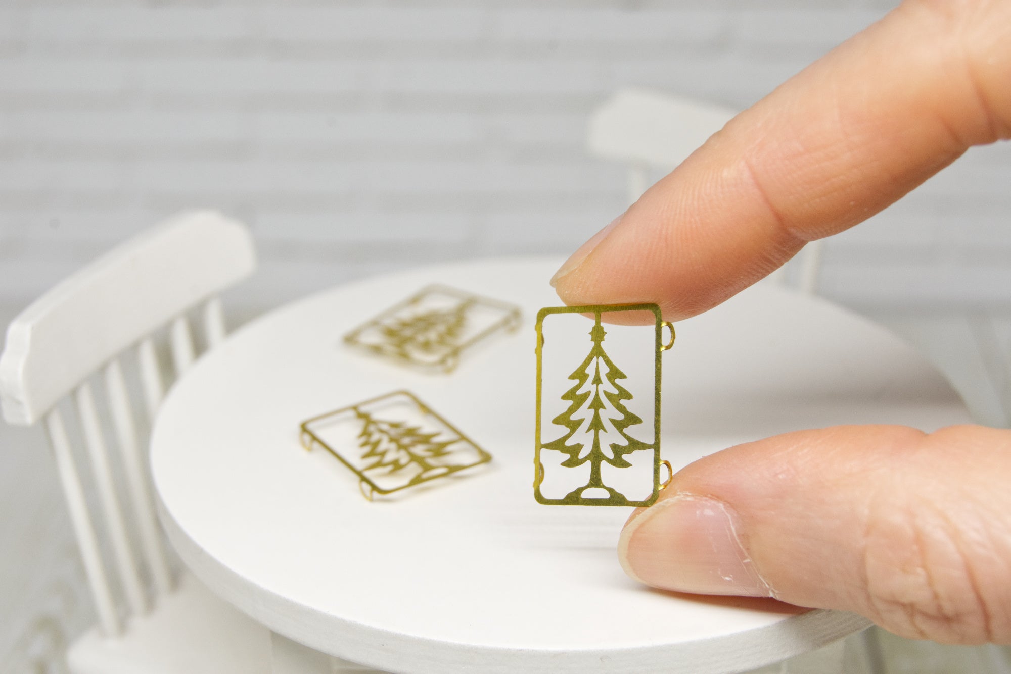 Metal Trivet - Christmas tree (1:12 scale) gold color