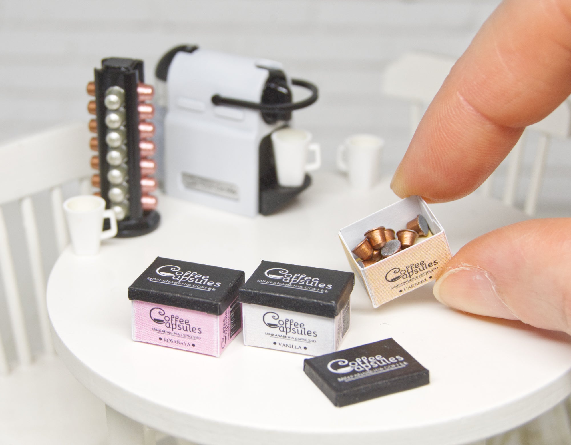 Box with 12 removable capsules (1:12 scale)