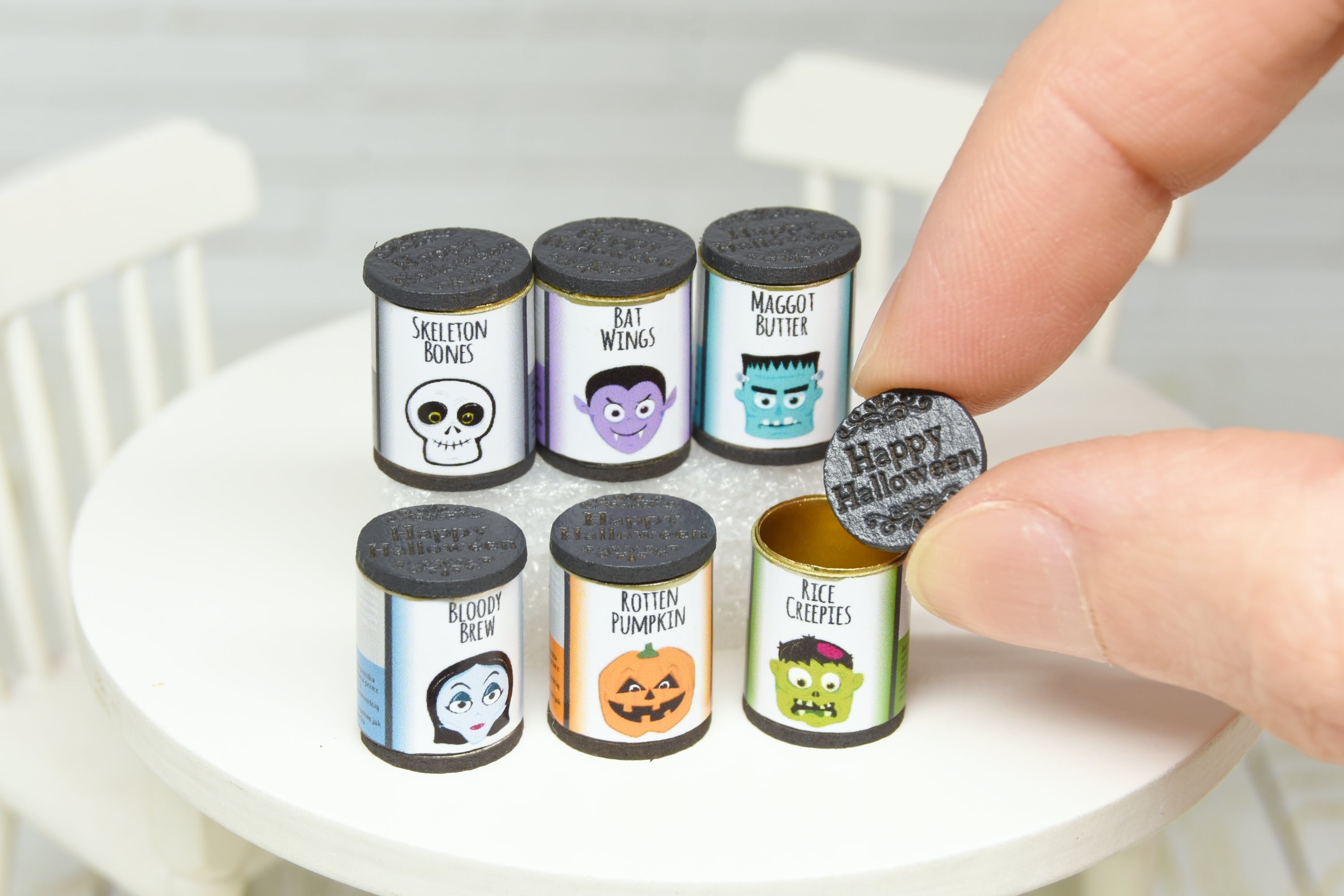Storage tins - 6pcs (1:12 scale) Halloween