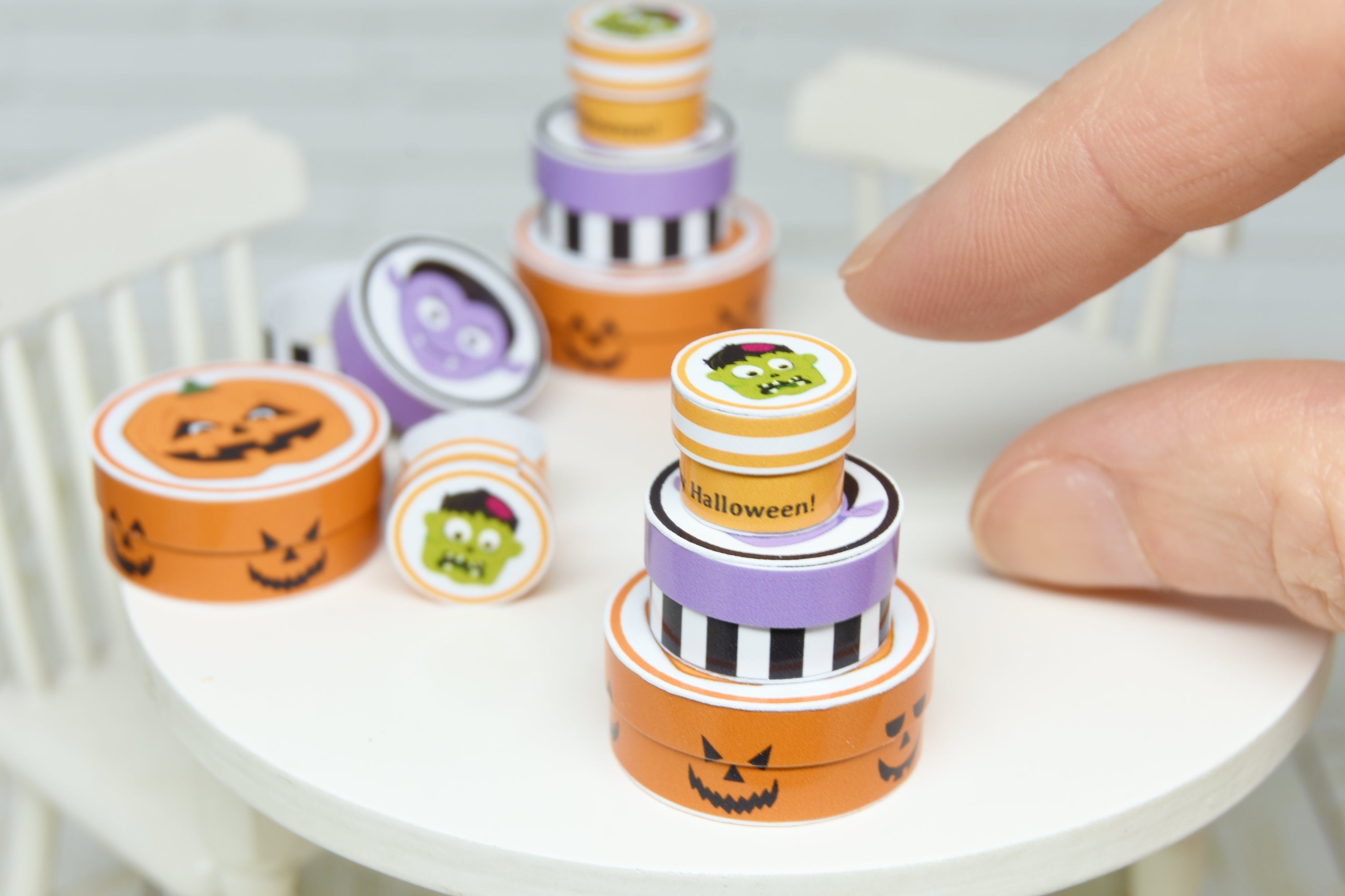 Round Boxes Set - 3pcs (1:12 scale) Halloween