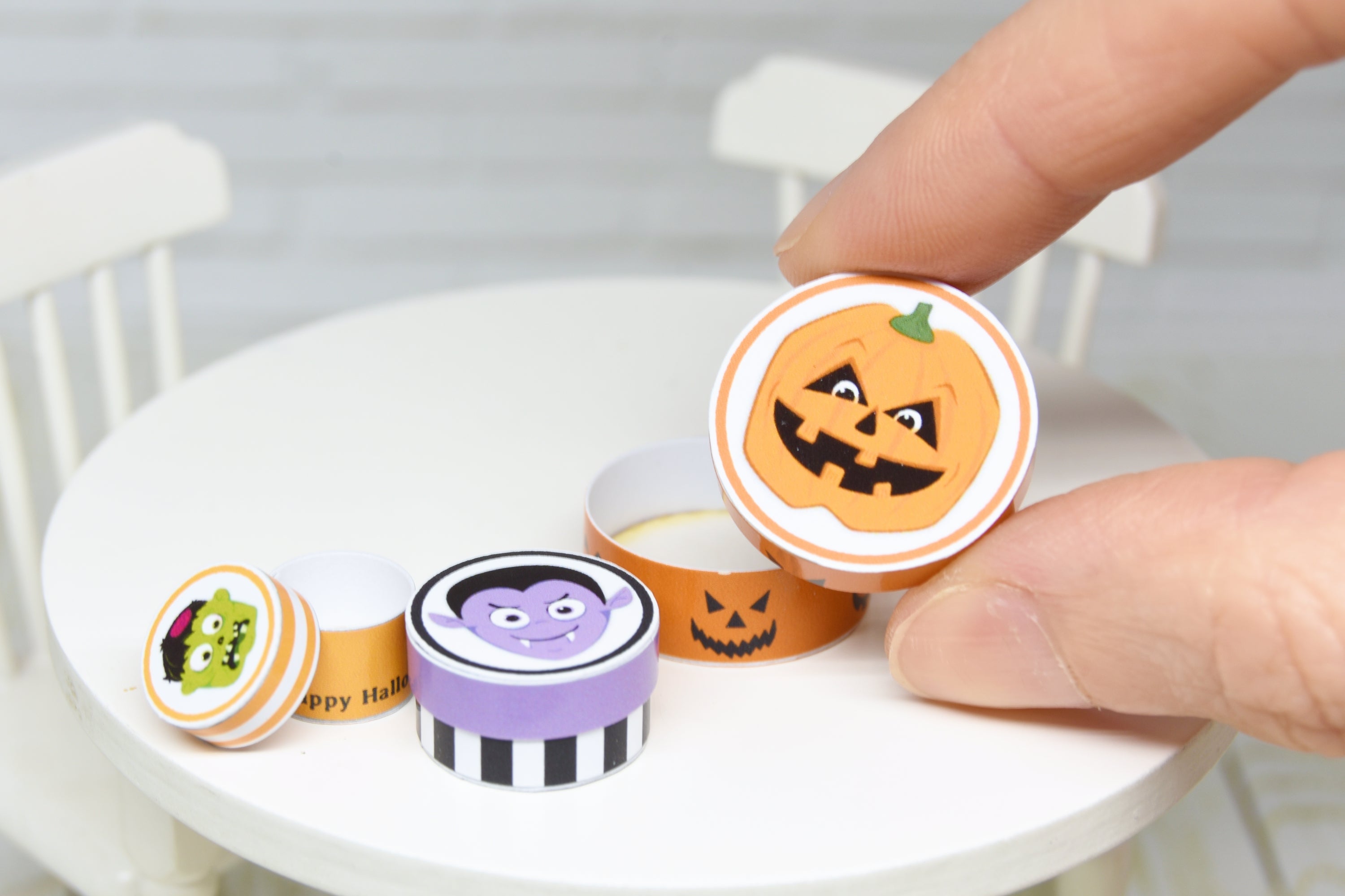 Round Boxes Set - 3pcs (1:12 scale) Halloween