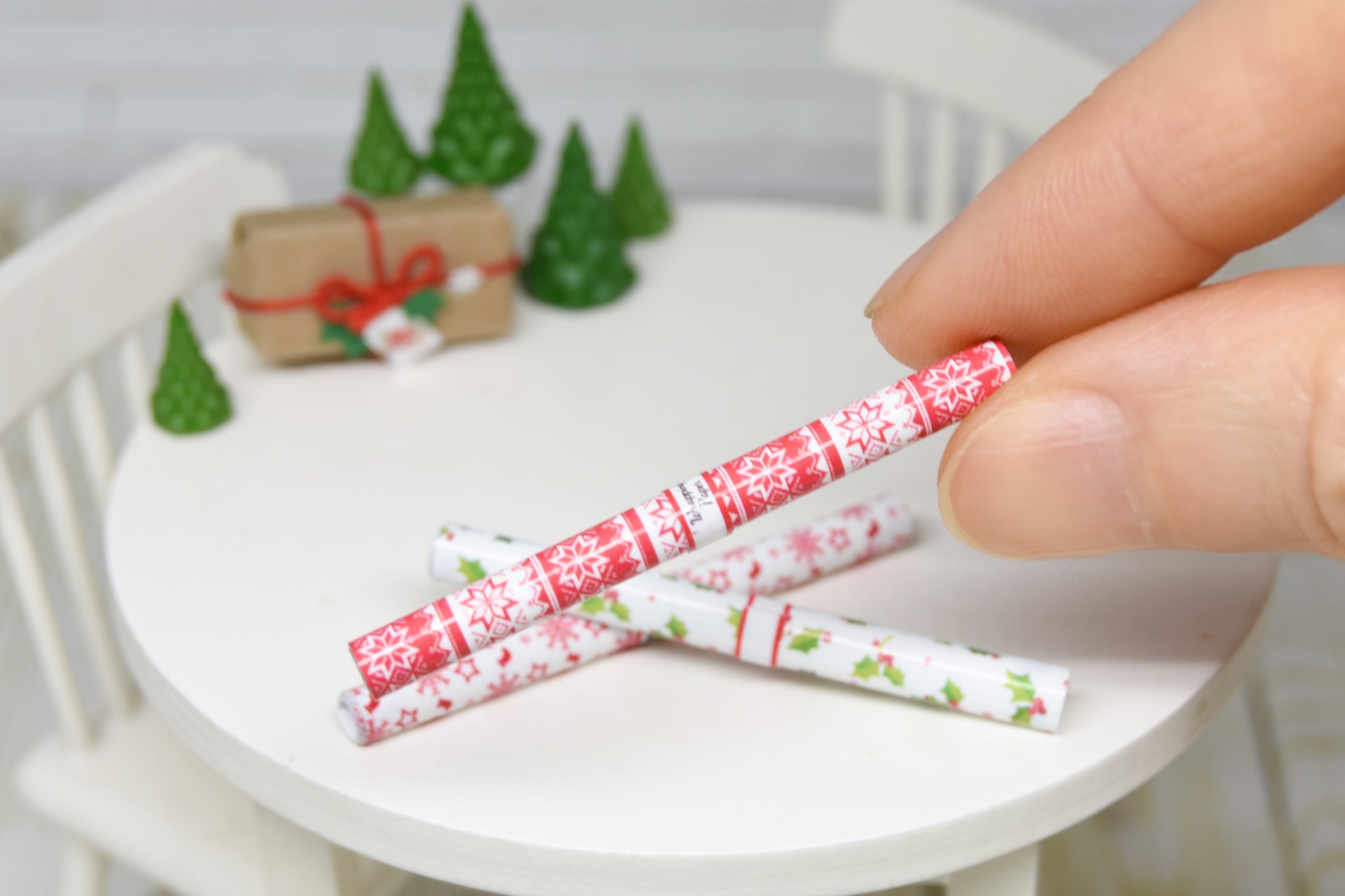 Christmas wrapping paper Set - 3 pcs (1:12 scale)