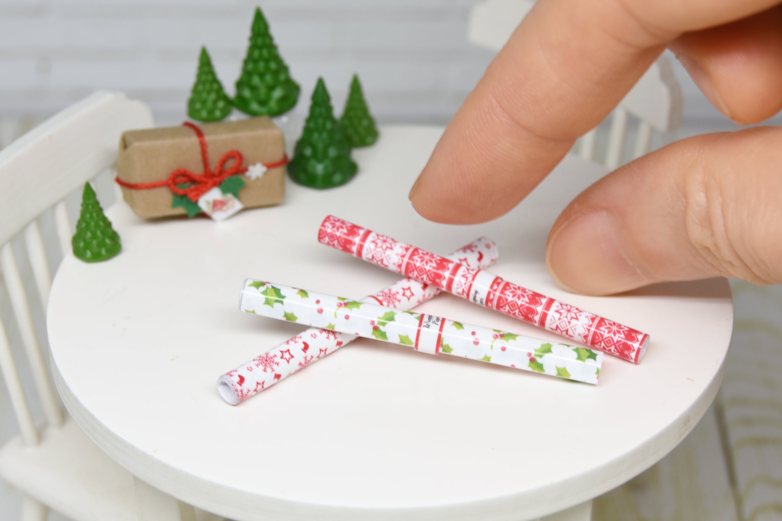 Christmas wrapping paper Set - 3 pcs (1:12 scale)