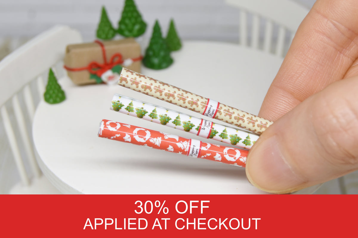 Christmas wrapping paper Set - 3 pcs (1:12 scale)