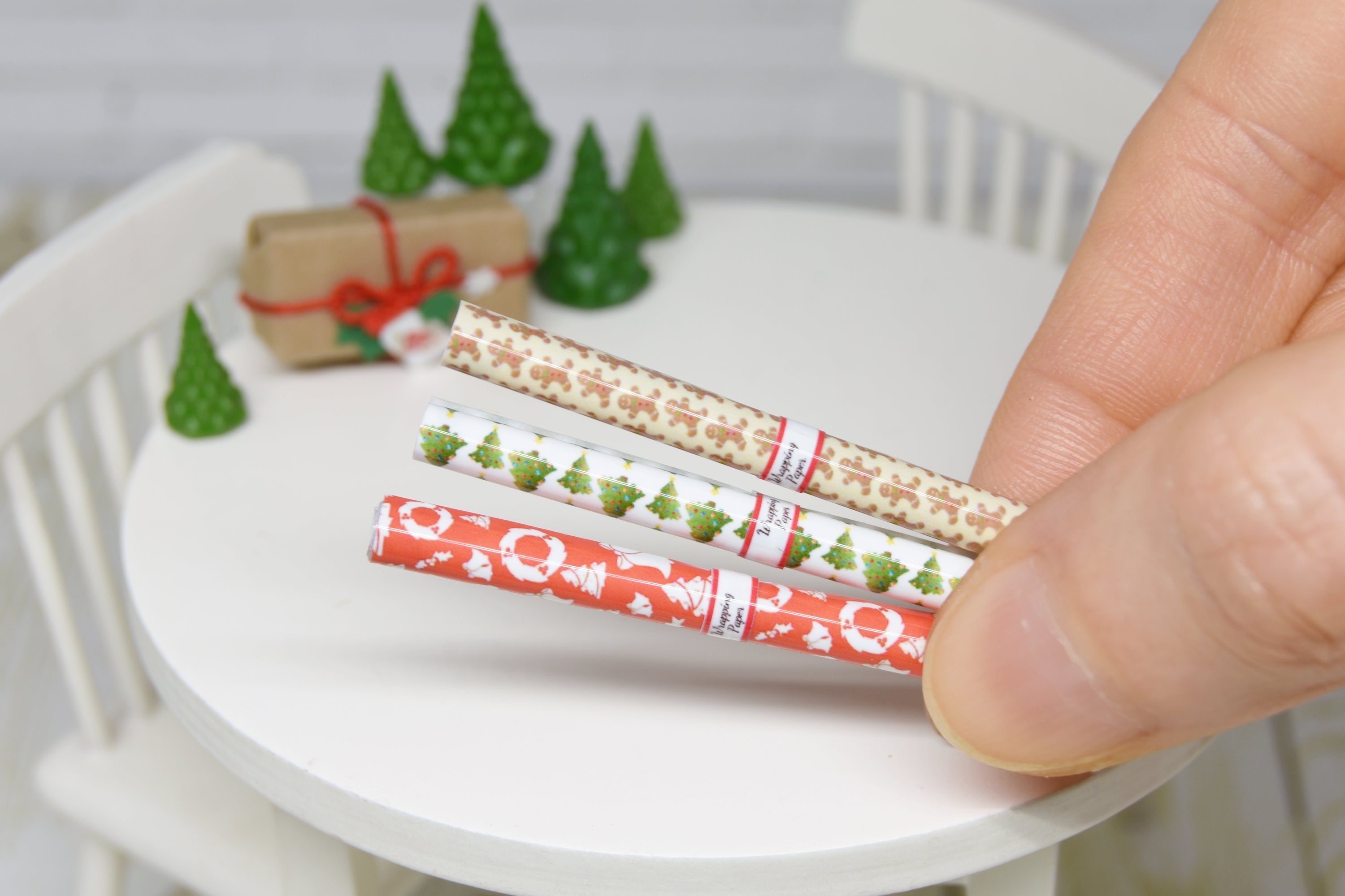 Christmas wrapping paper Set - 3 pcs (1:12 scale)