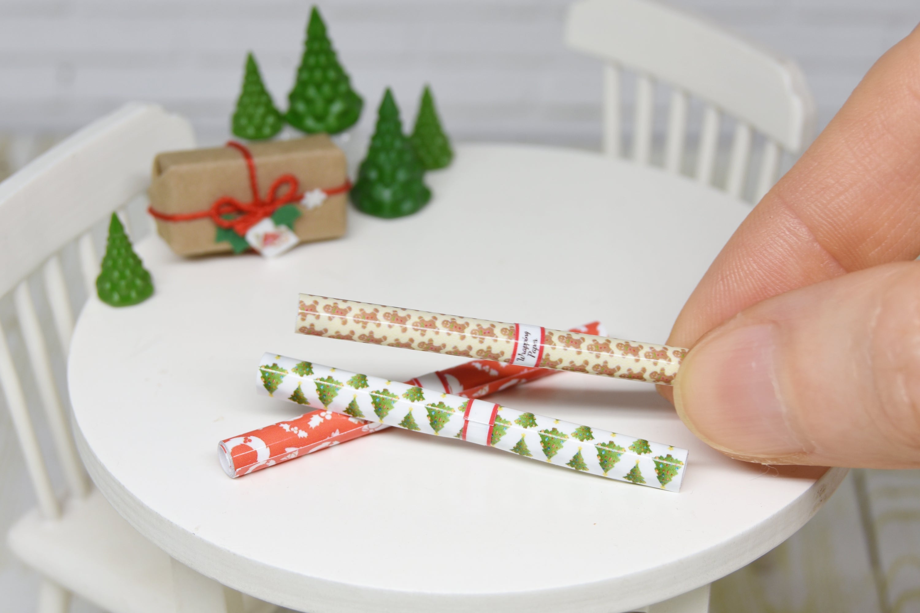 Christmas wrapping paper Set - 3 pcs (1:12 scale)