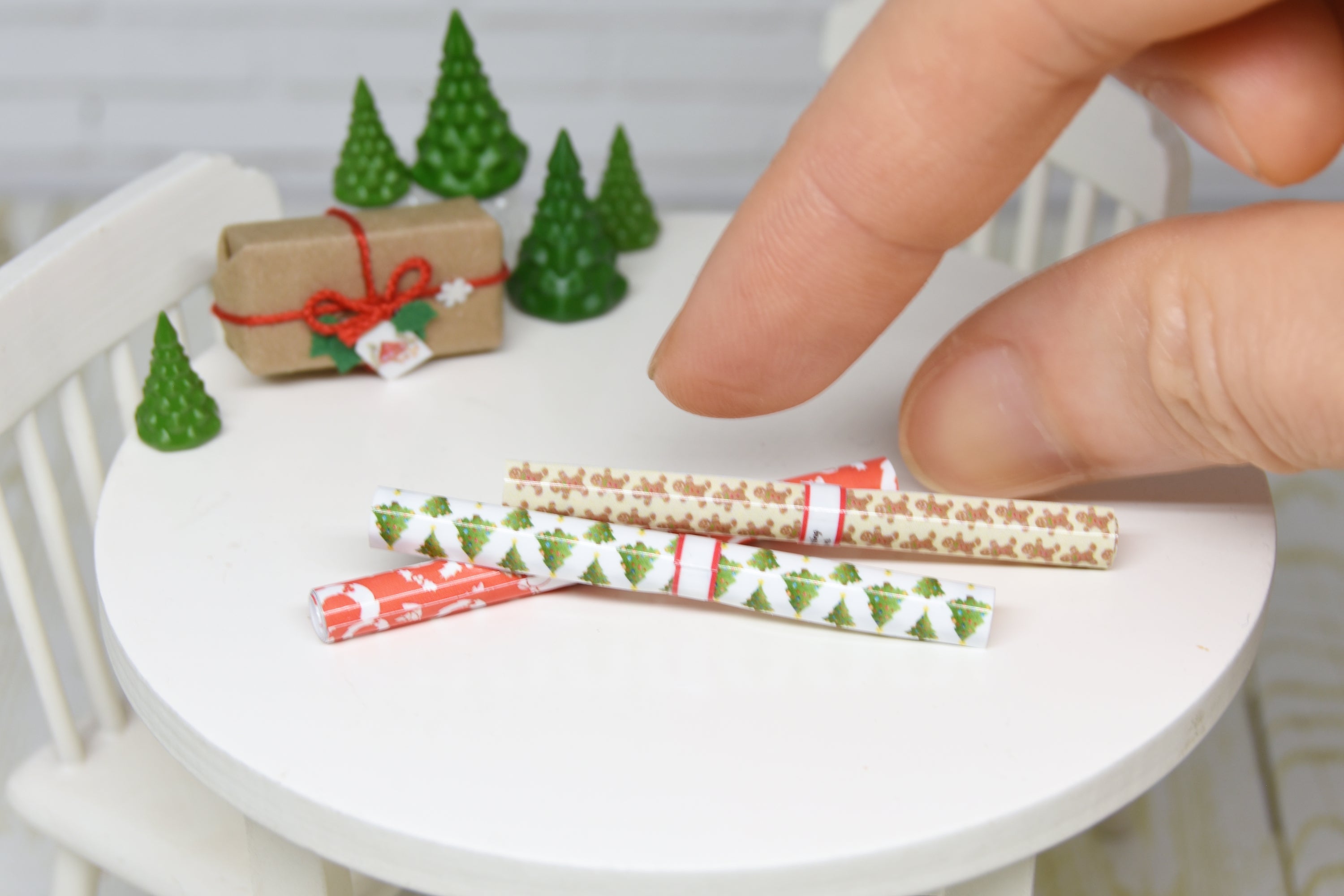 Christmas wrapping paper Set - 3 pcs (1:12 scale)