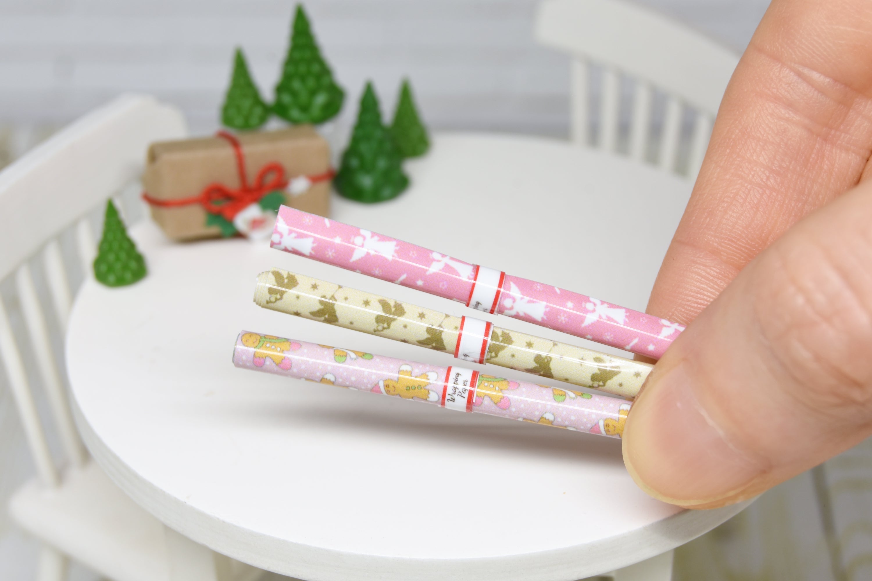 Christmas wrapping paper Set - 3 pcs (1:12 scale)