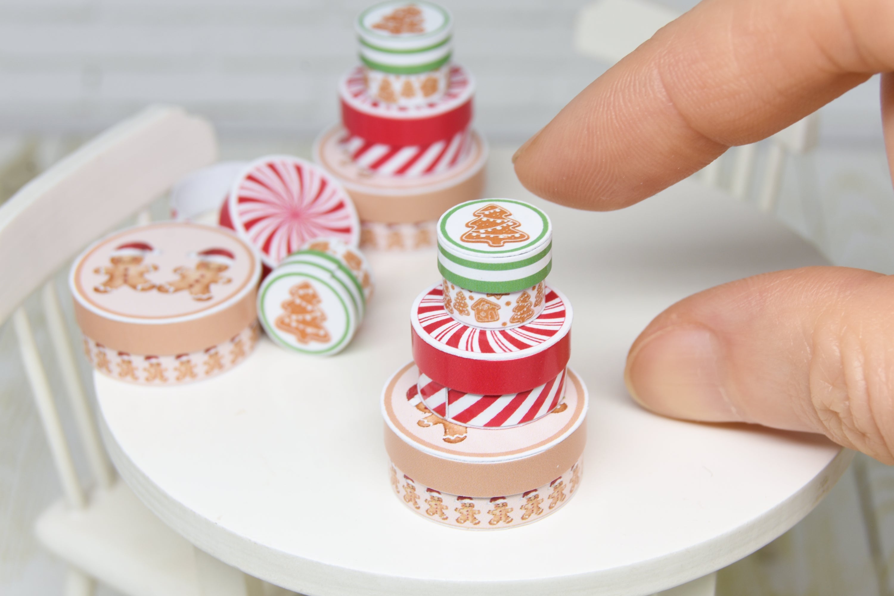 Christmas round boxes Set - 3pcs (1:12 scale)