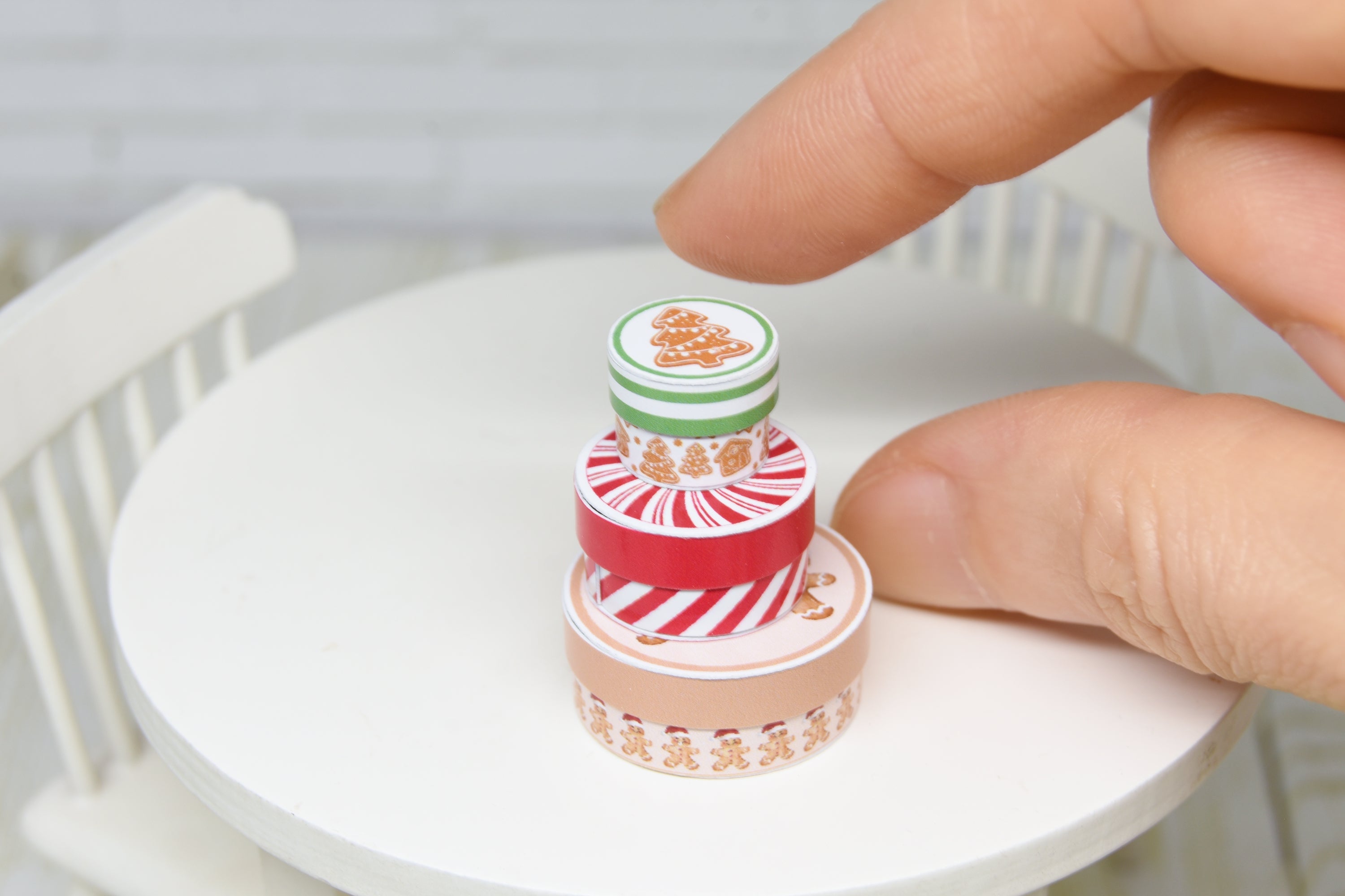 Christmas round boxes Set - 3pcs (1:12 scale)