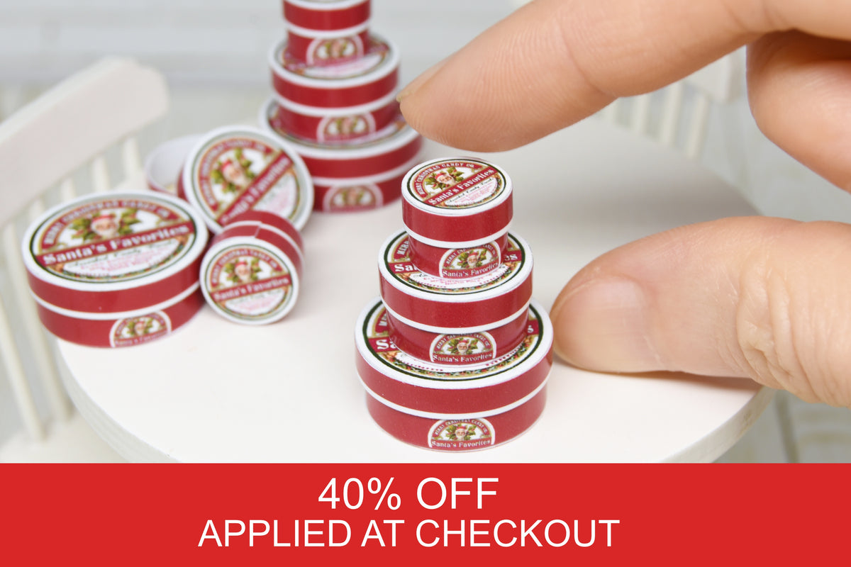 Christmas round boxes Set - 3pcs (1:12 scale)