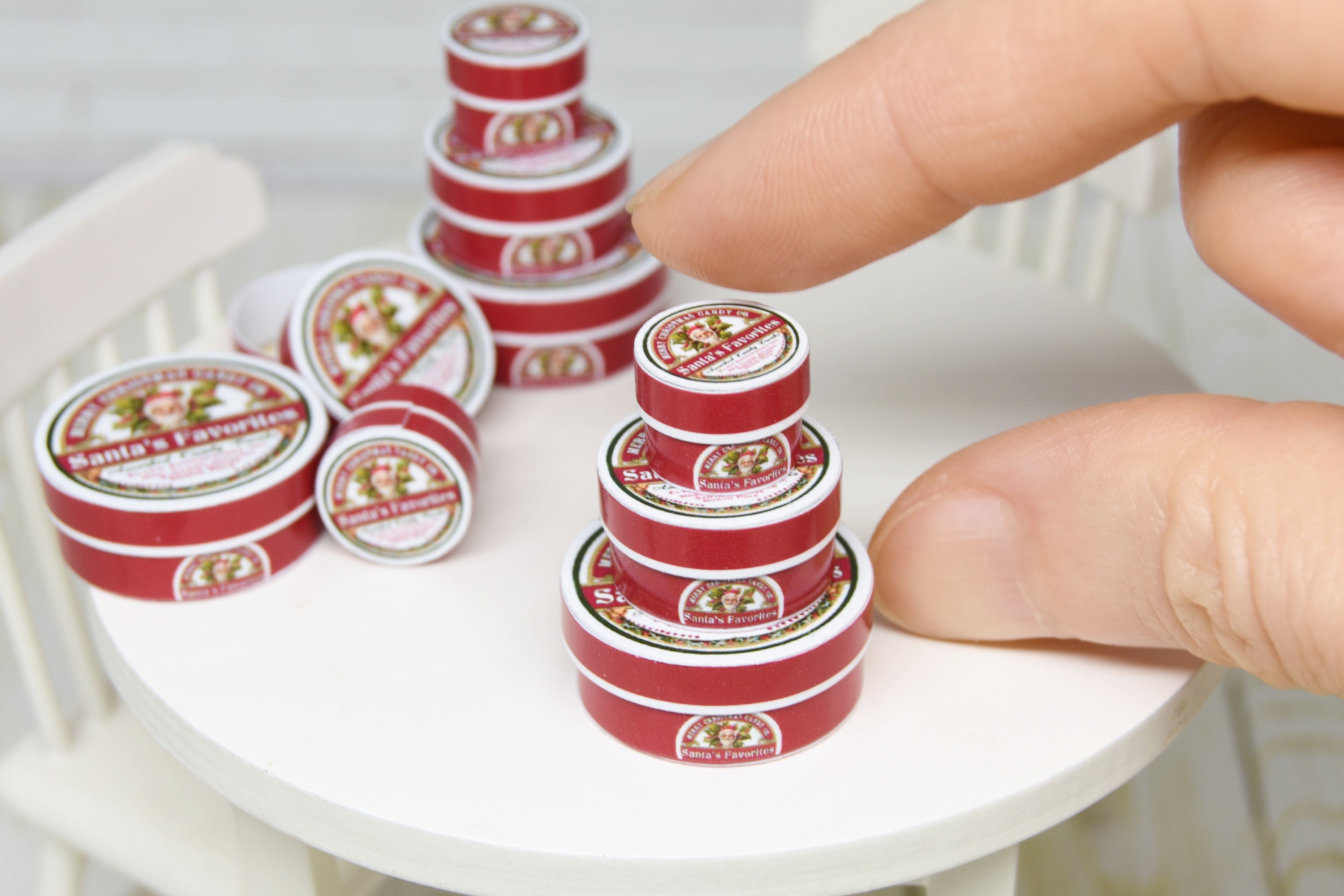 Christmas round boxes Set - 3pcs (1:12 scale)