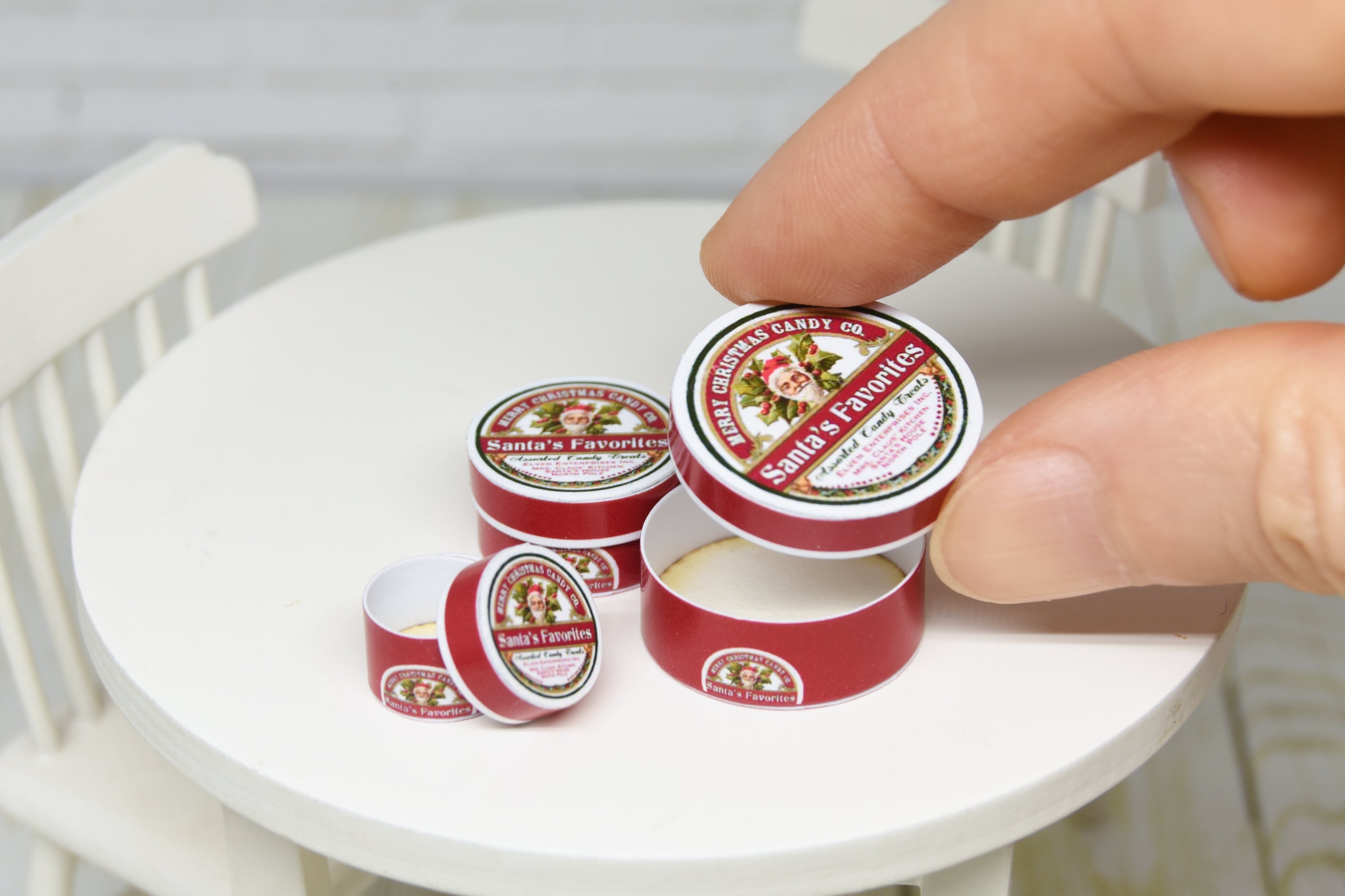 Christmas round boxes Set - 3pcs (1:12 scale)