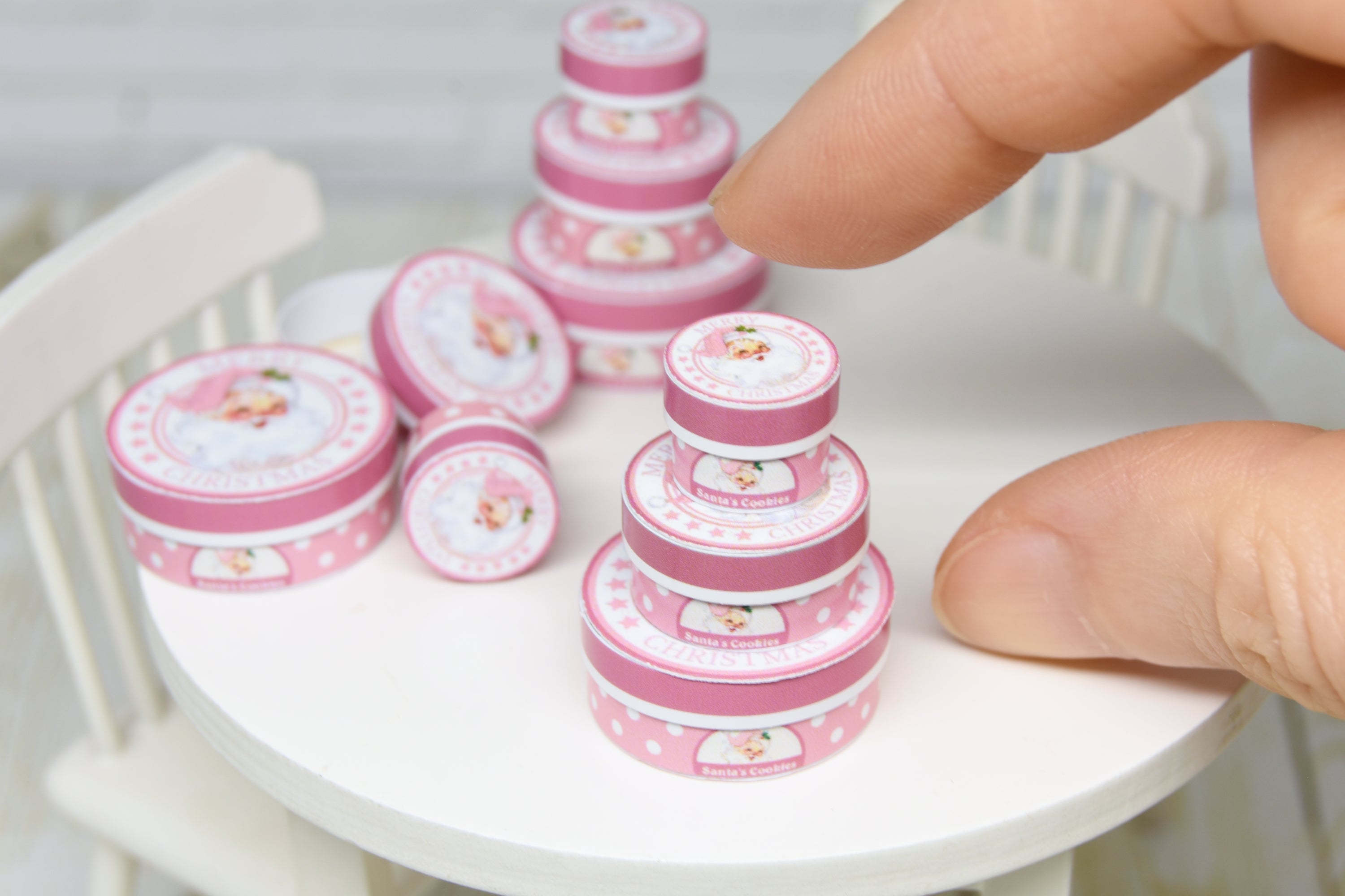 Christmas round boxes Set - 3pcs (1:12 scale)