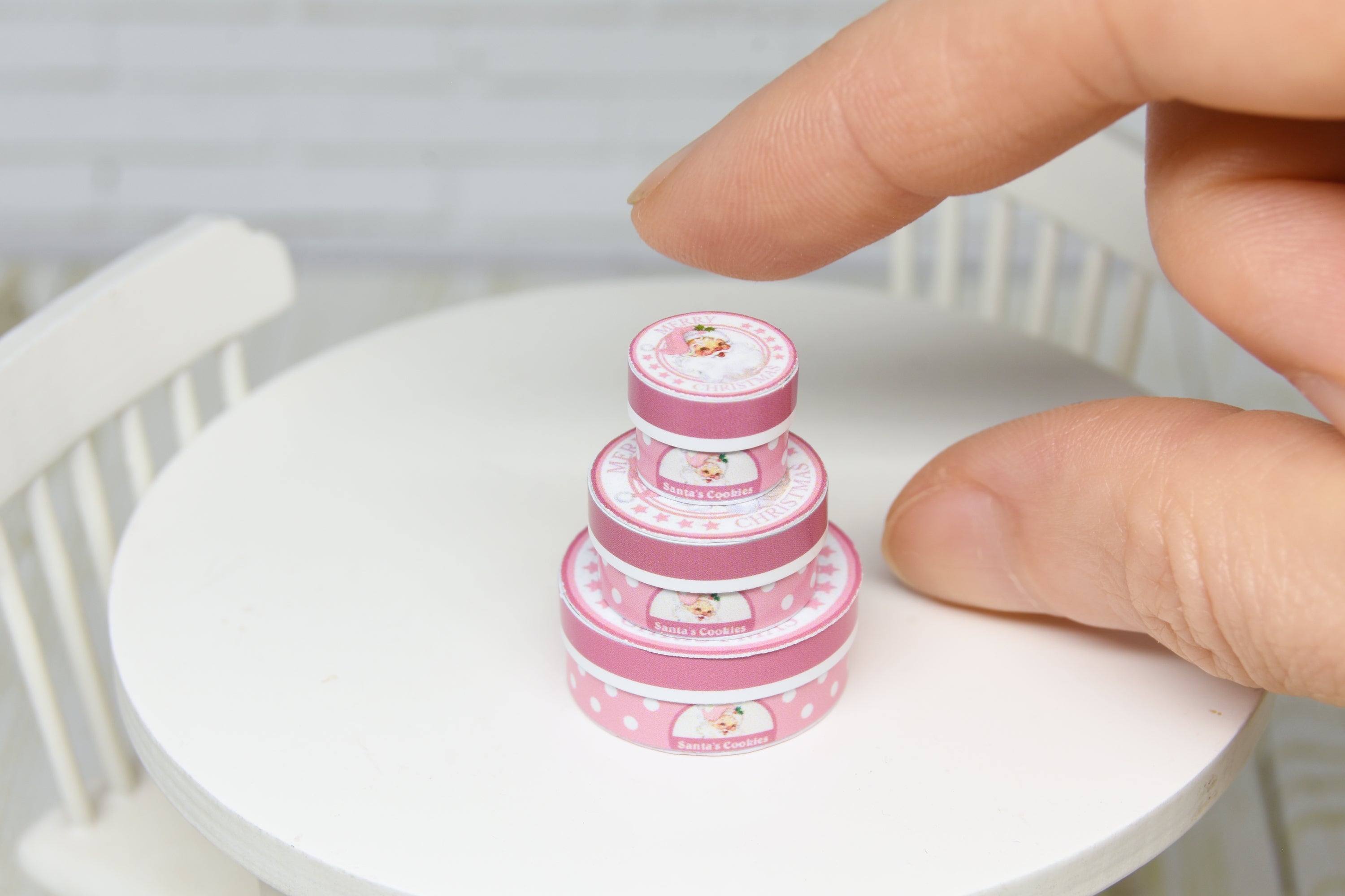 Christmas round boxes Set - 3pcs (1:12 scale)
