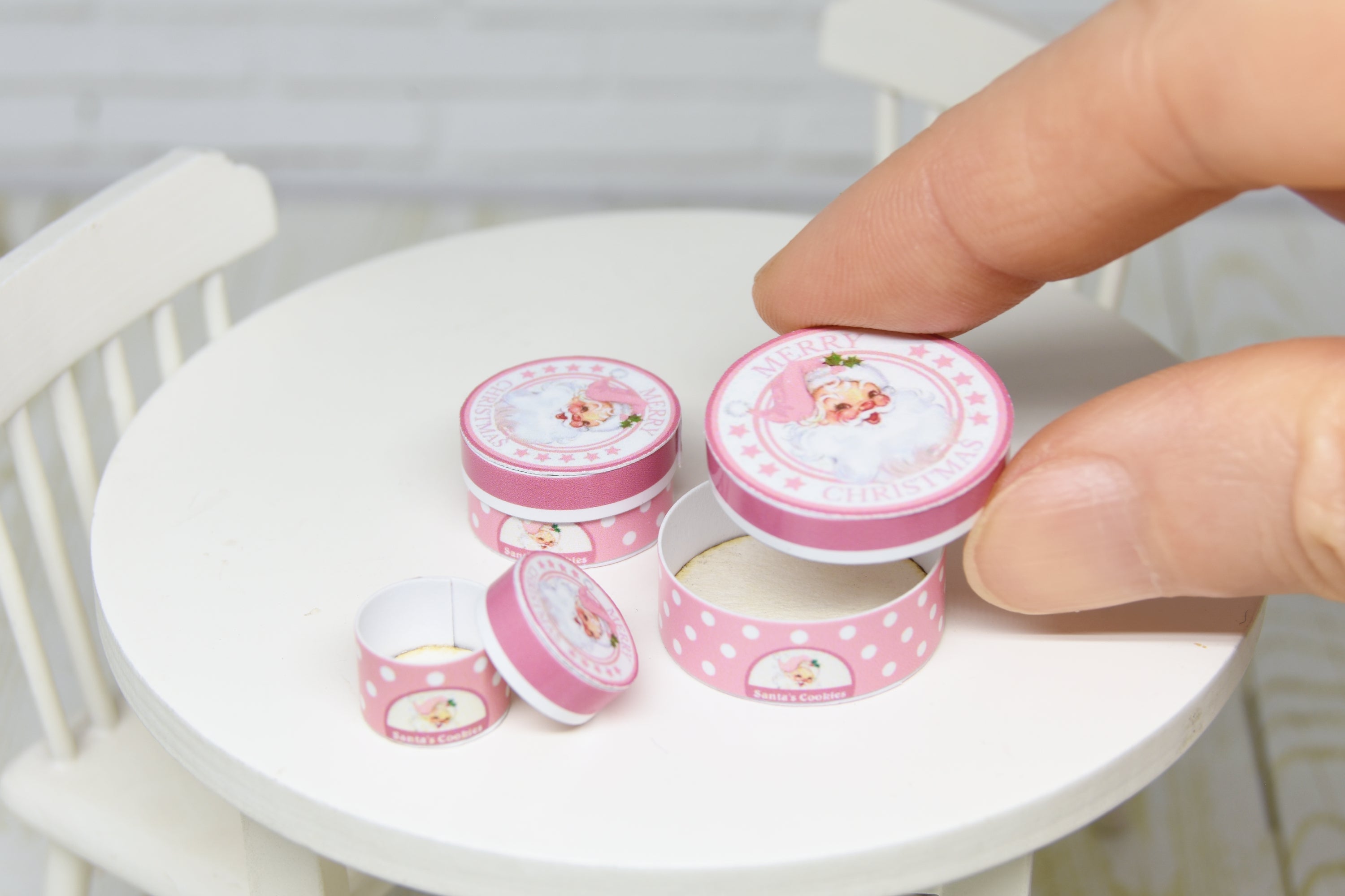 Christmas round boxes Set - 3pcs (1:12 scale)