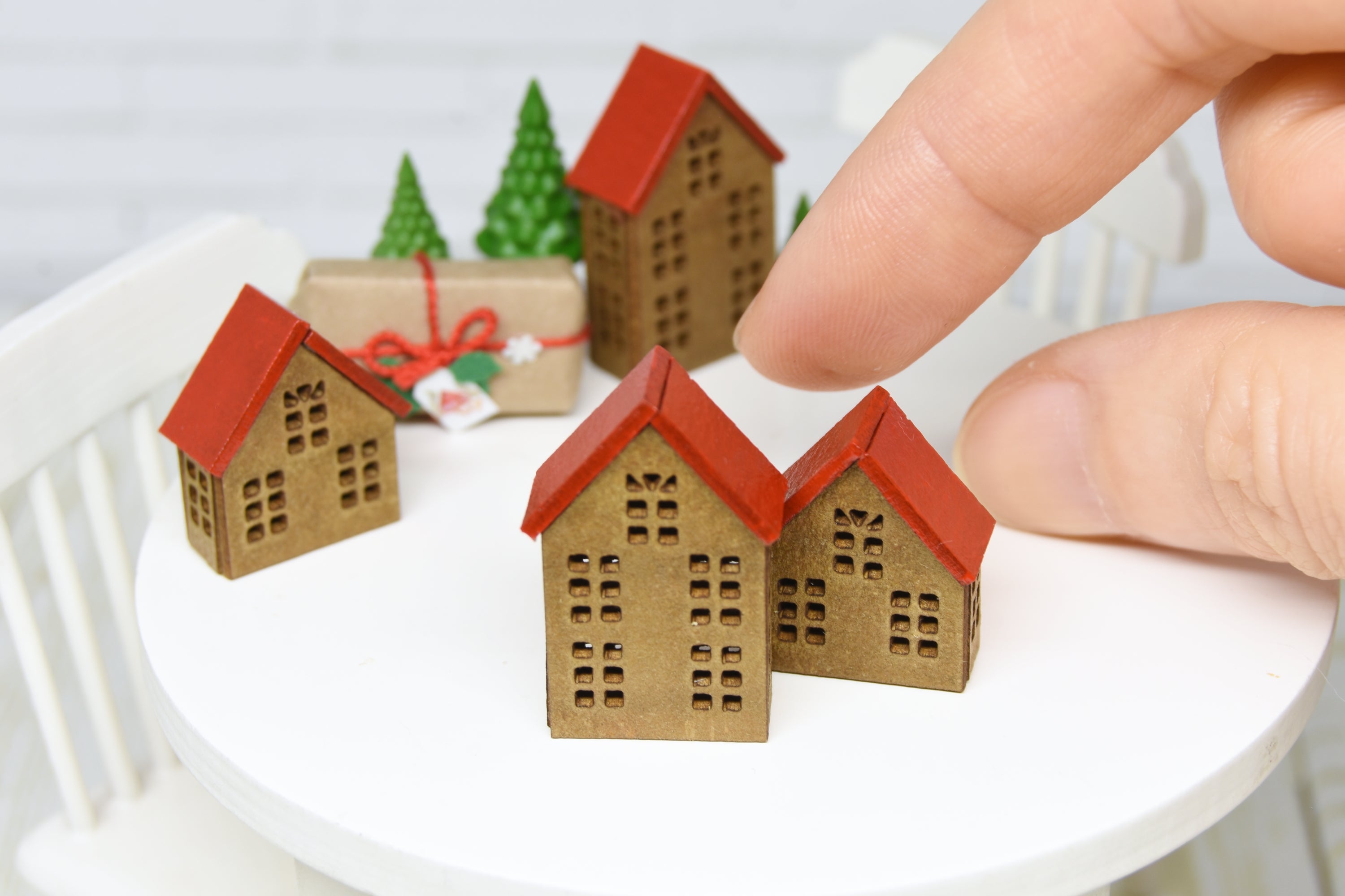 Christmas houses Set - 2pcs (1:12 scale)