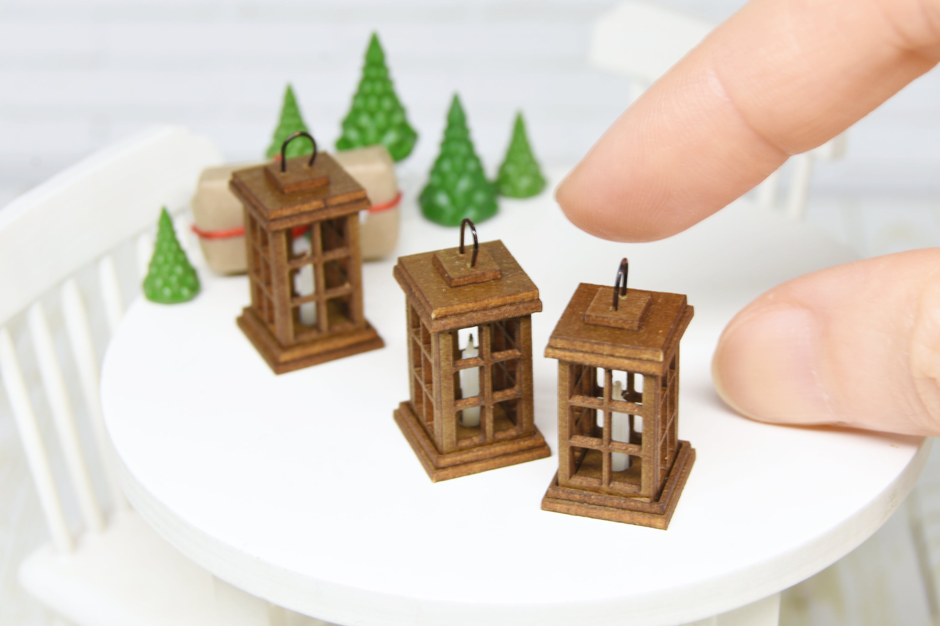 Christmas Lantern with wax candle (1:12 scale)