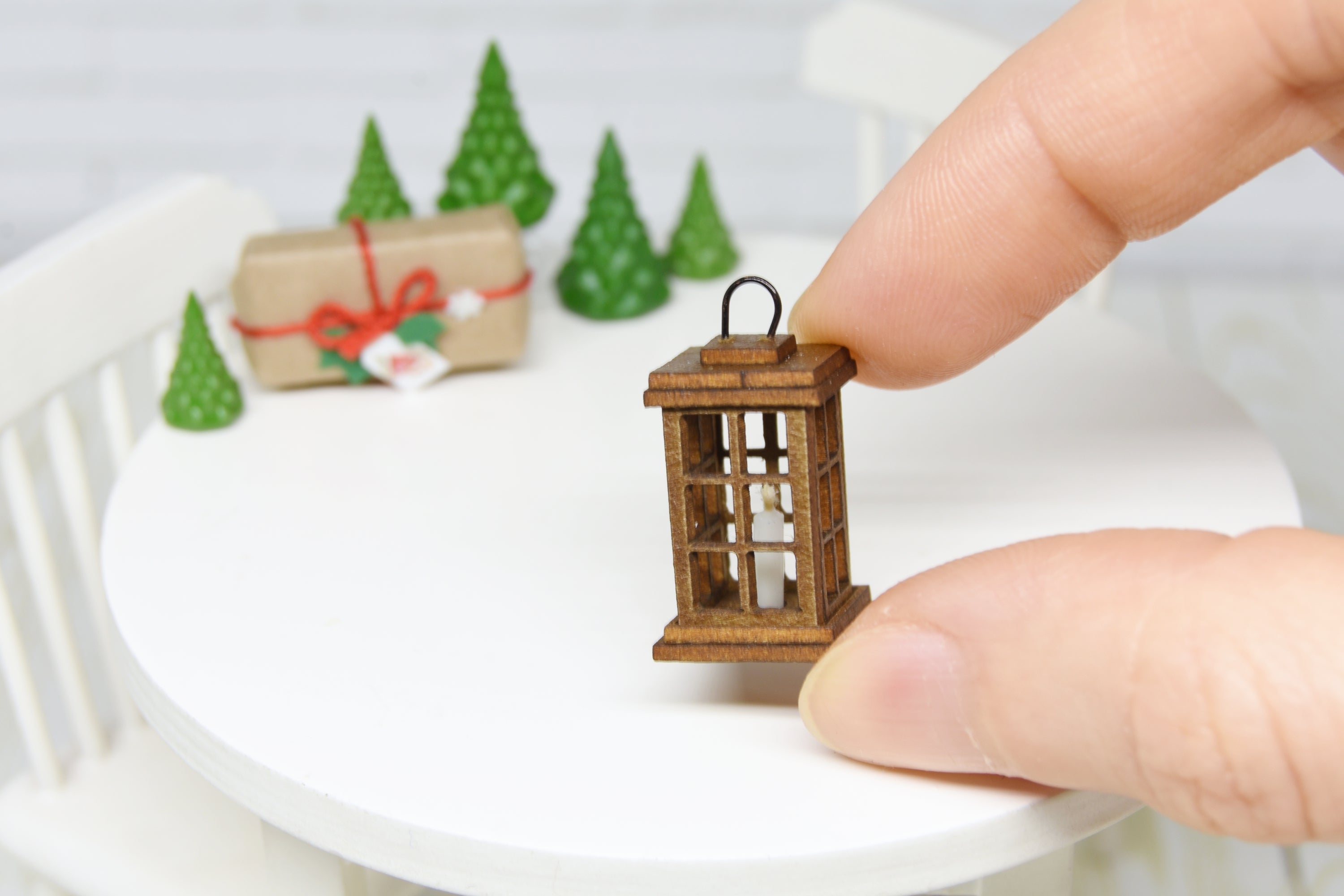 Christmas Lantern with wax candle (1:12 scale)