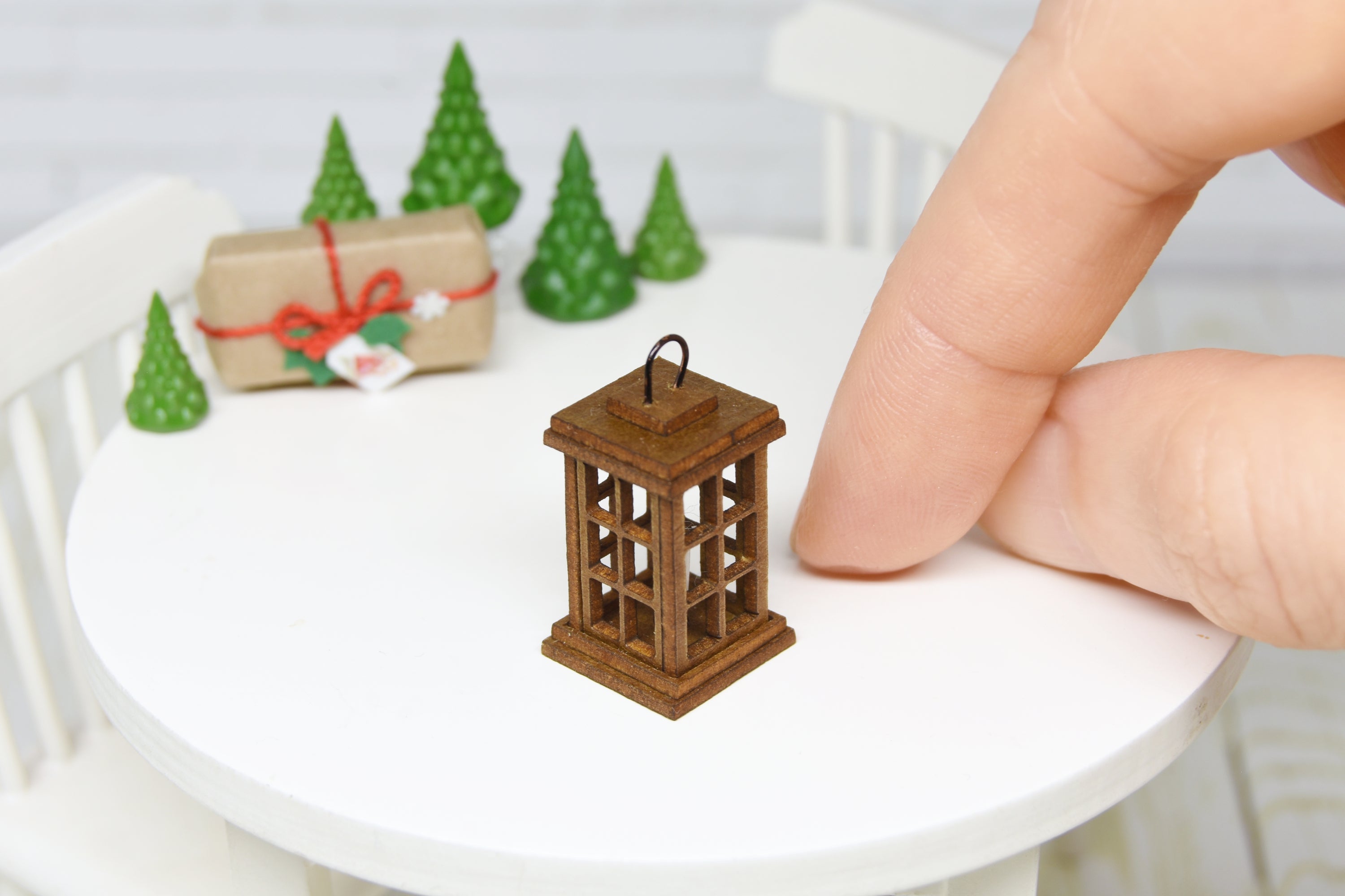Christmas Lantern with wax candle (1:12 scale)