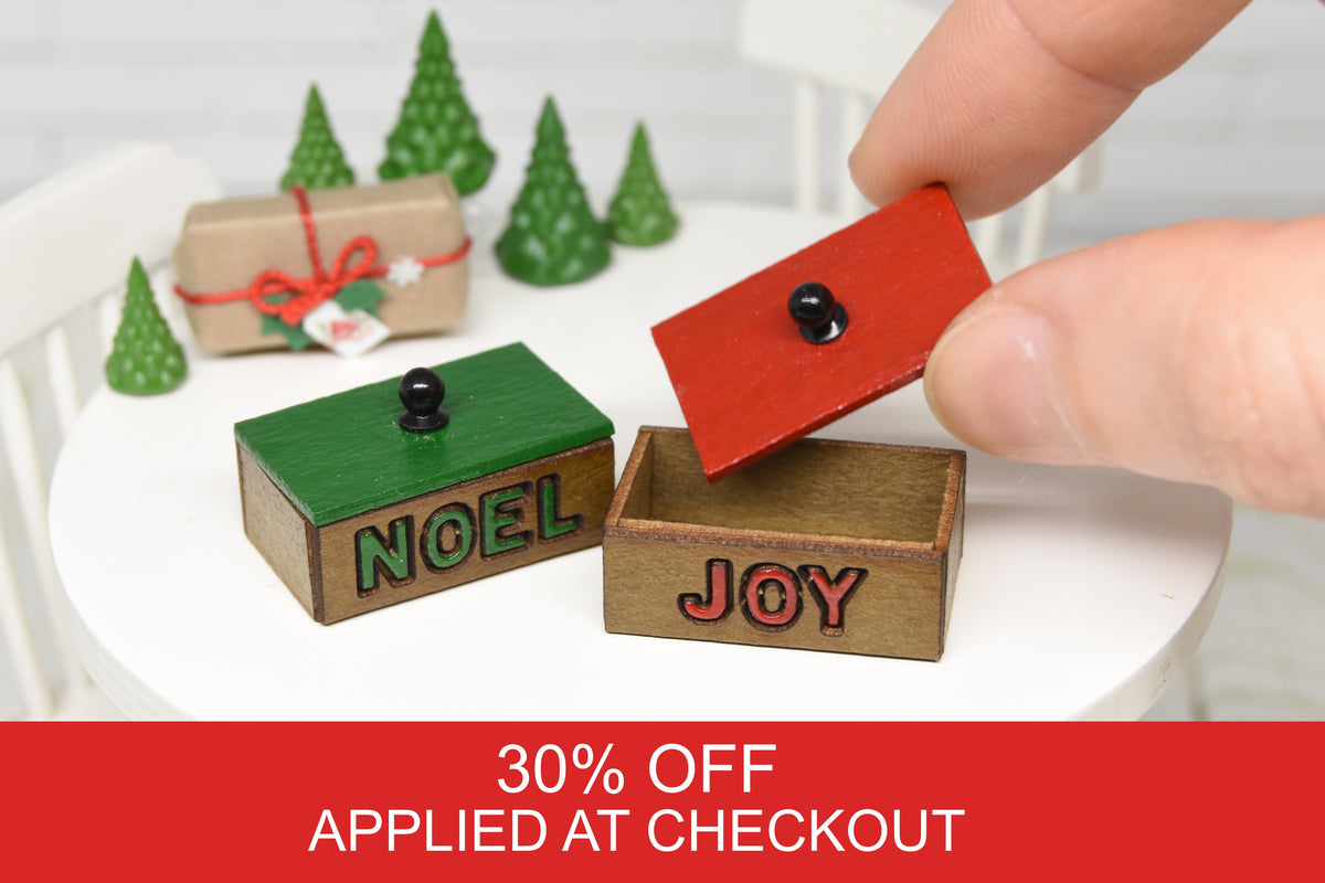 Christmas Boxes with removable lids - 2pcs (1:12 scale)