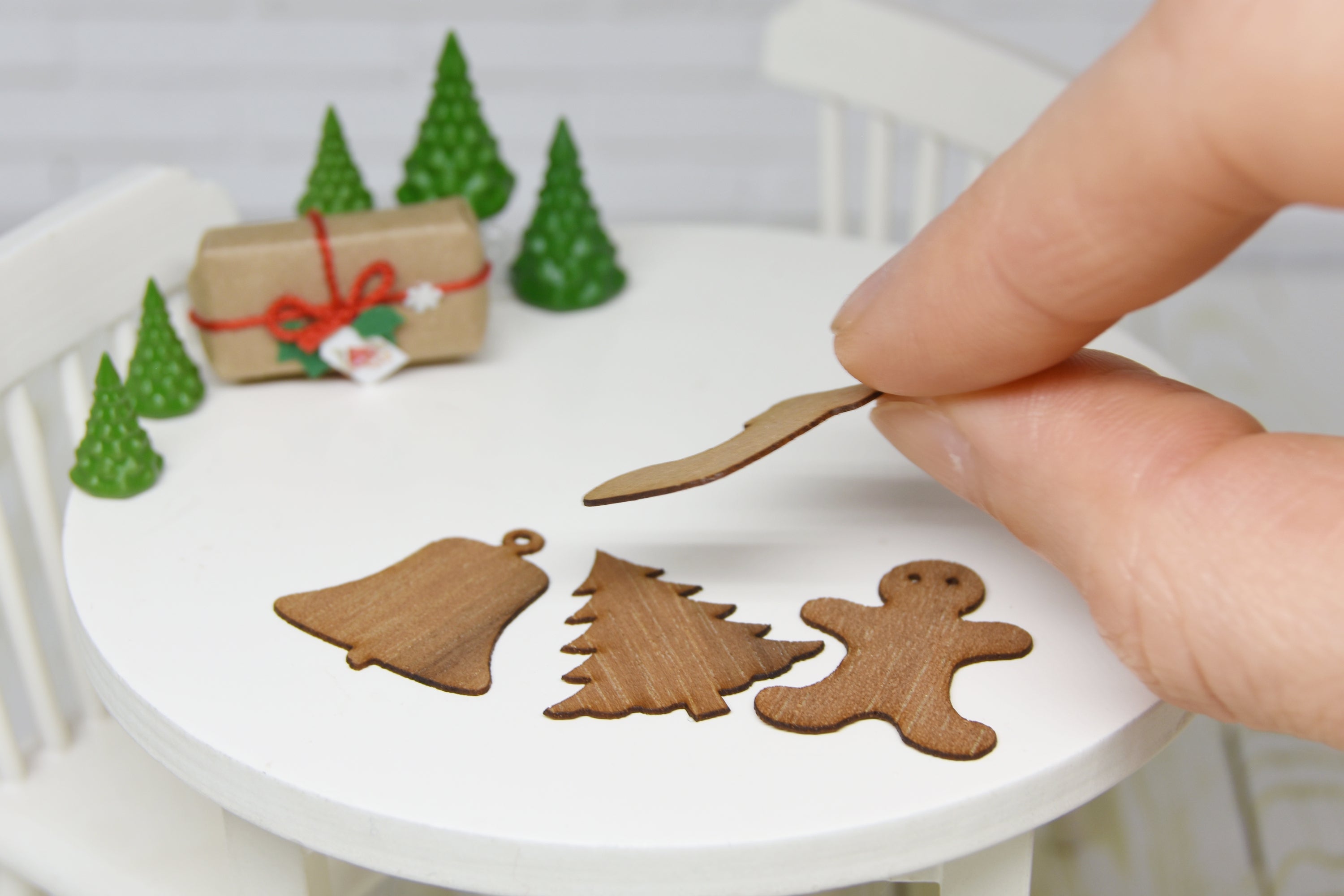 Christmas wooden cutting boards Set - 4pcs (1:12 scale)