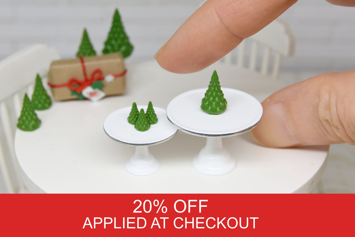 Set of 2 cake stands with trees (1:12 scale)