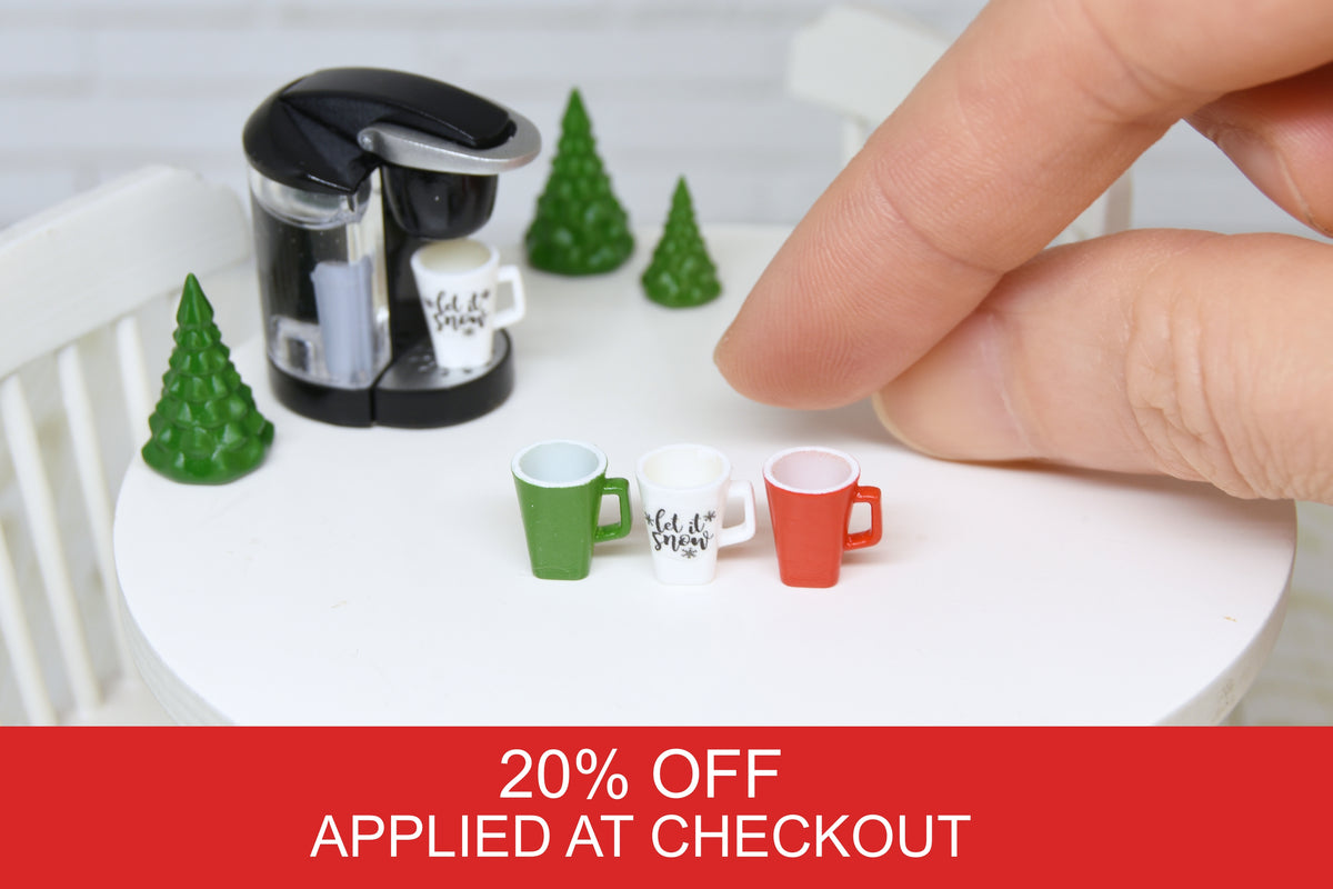Christmas Mug SET - 3pcs (1:12 scale)