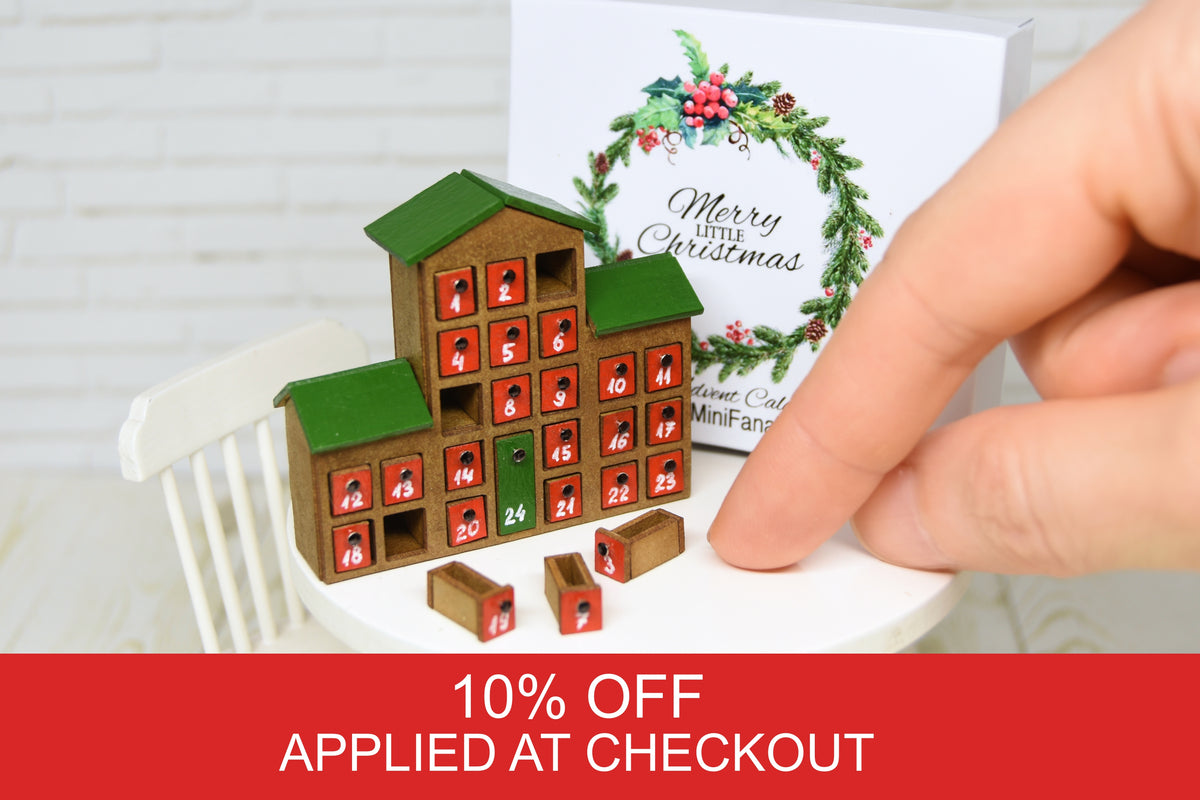 LAST ONE! Advent Calendar with pull out 24 drawers  (1:12 scale) Christmas
