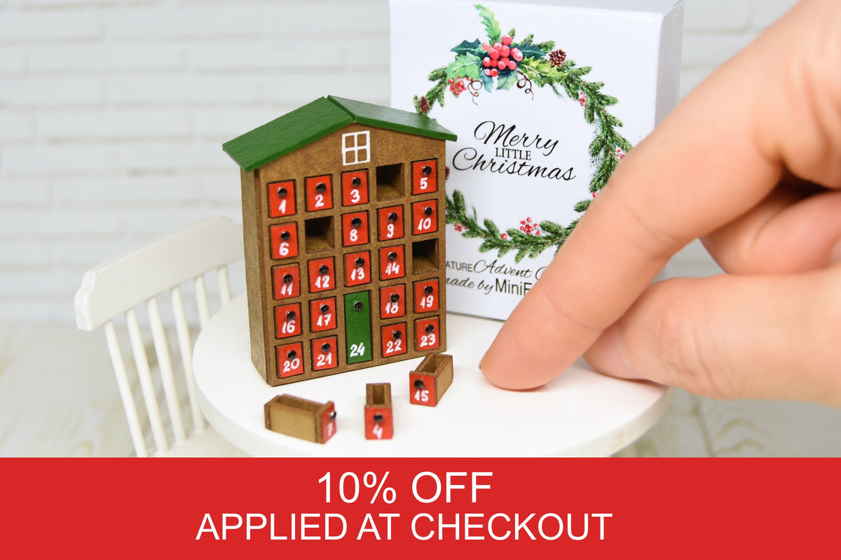 LAST ONE! Advent Calendar with pull out 24 drawers  (1:12 scale) Christmas