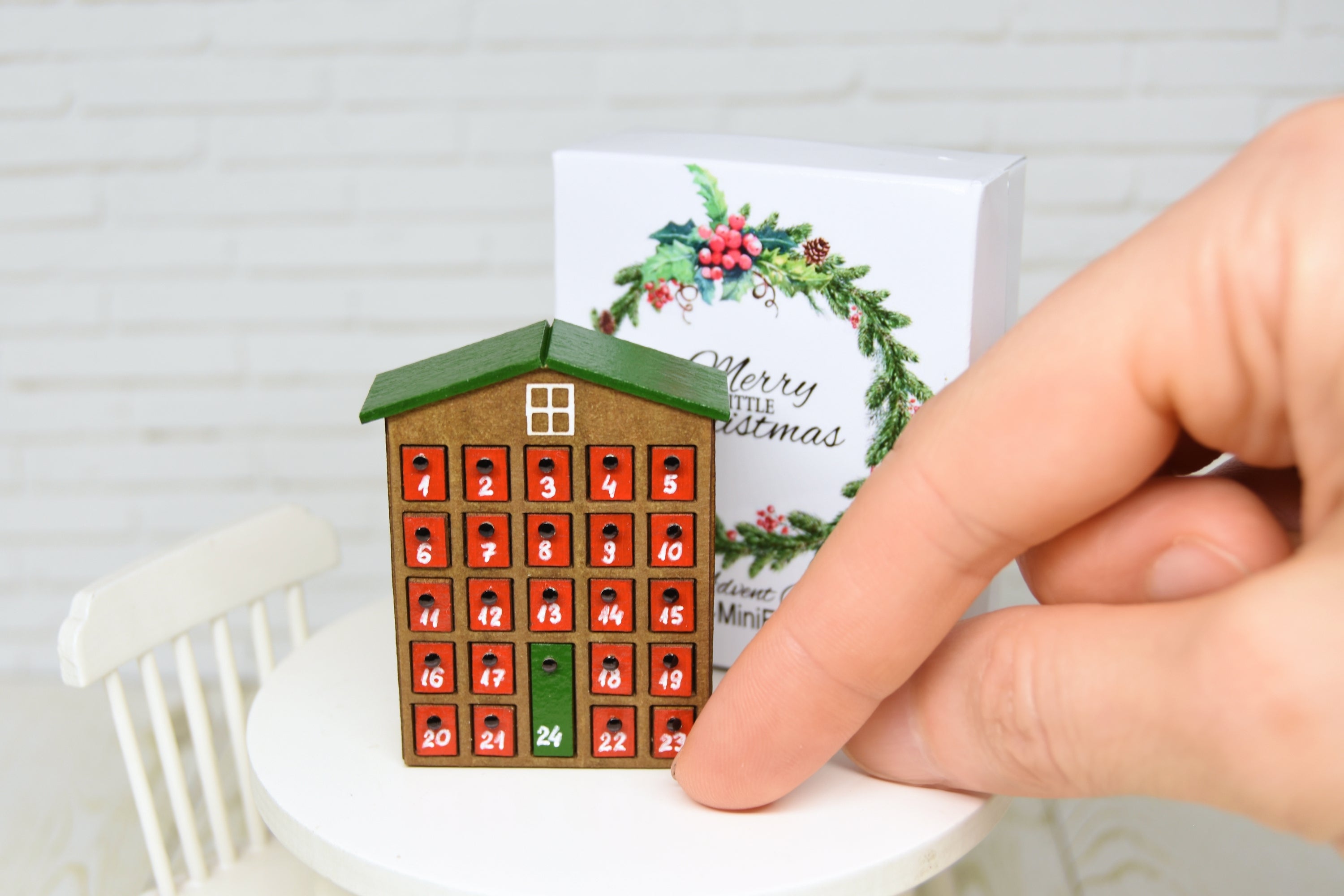 Advent Calendar with pull out 24 drawers  (1:12 scale) Christmas
