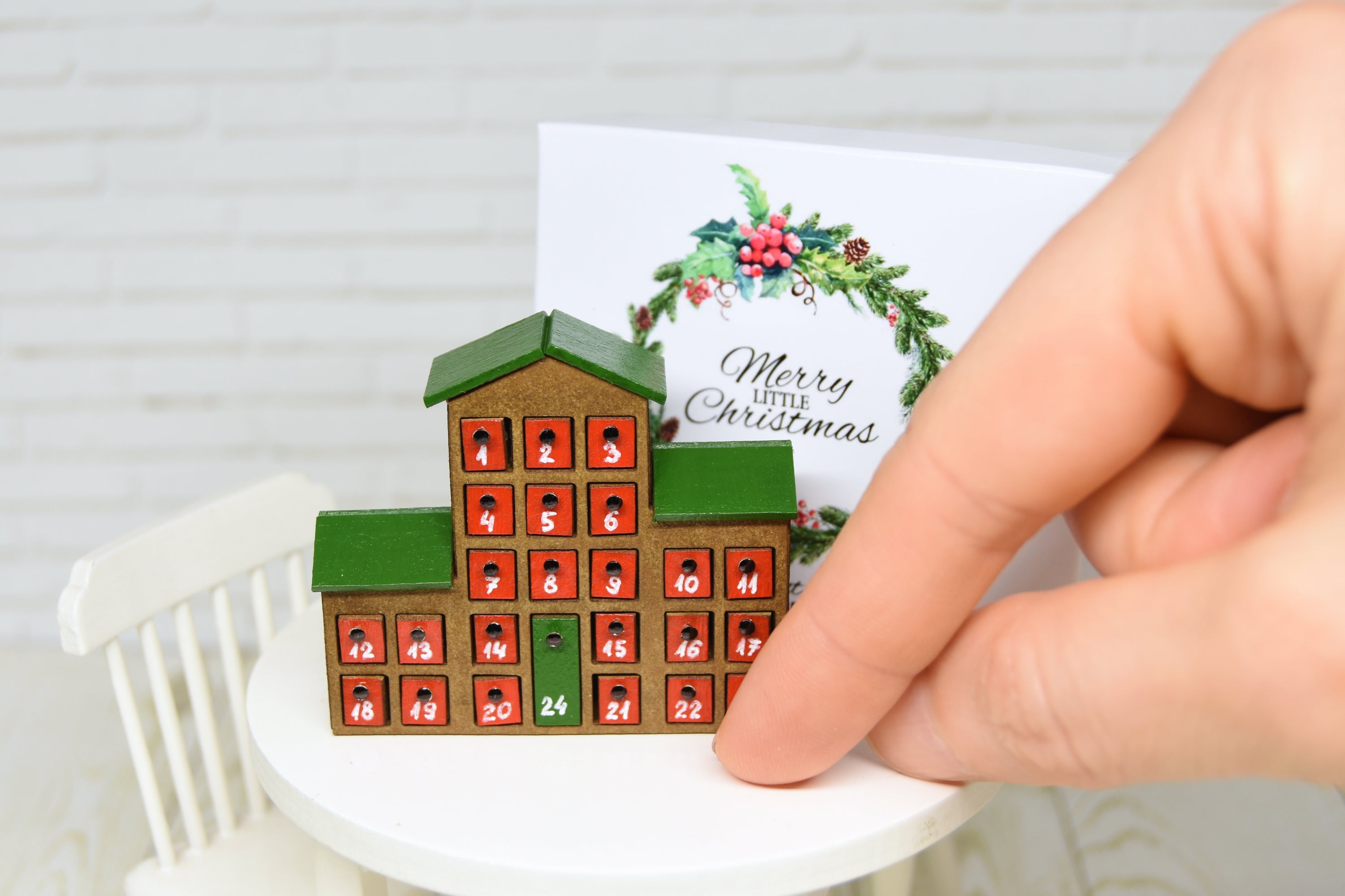 Advent Calendar with pull out 24 drawers  (1:12 scale) Christmas