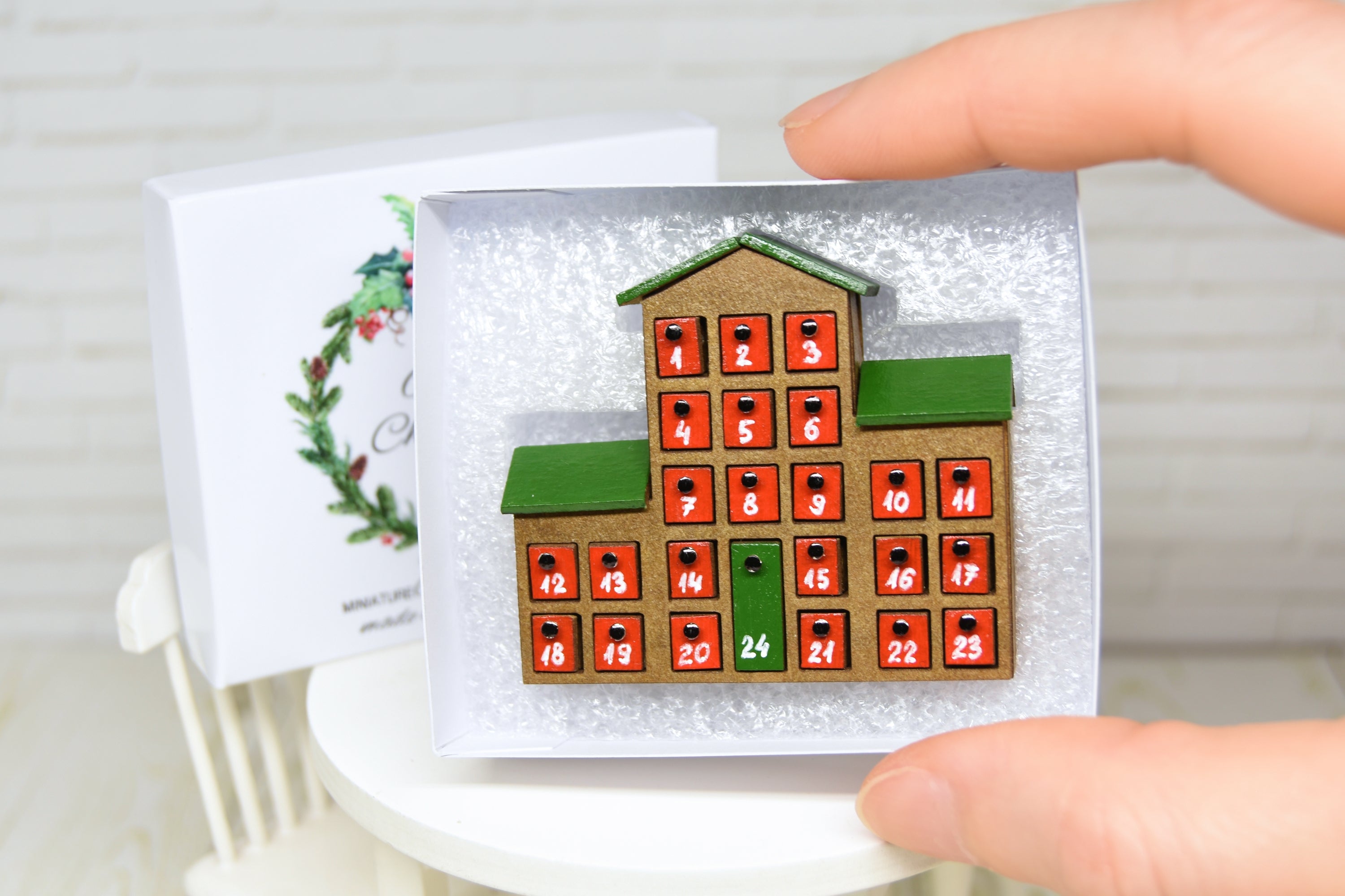 Advent Calendar with pull out 24 drawers  (1:12 scale) Christmas