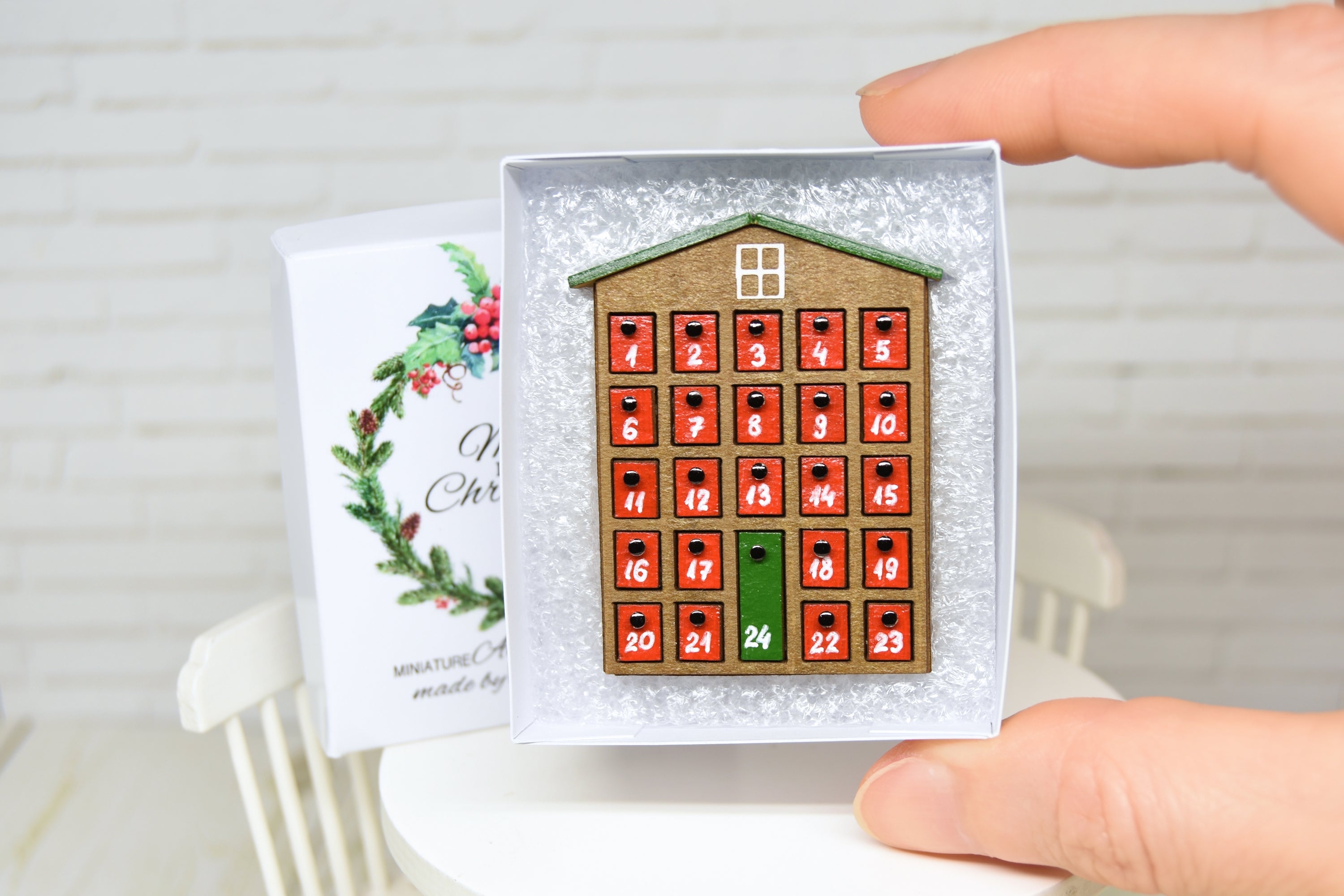 Advent Calendar with pull out 24 drawers  (1:12 scale) Christmas