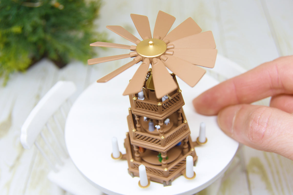 Christmas Pyramid with 18 hand painted figurines (1:12 scale)