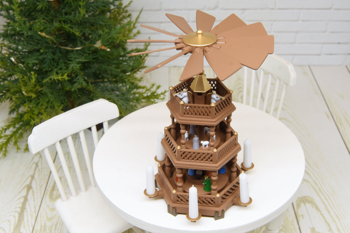 Christmas Pyramid with 18 hand painted figurines (1:12 scale)