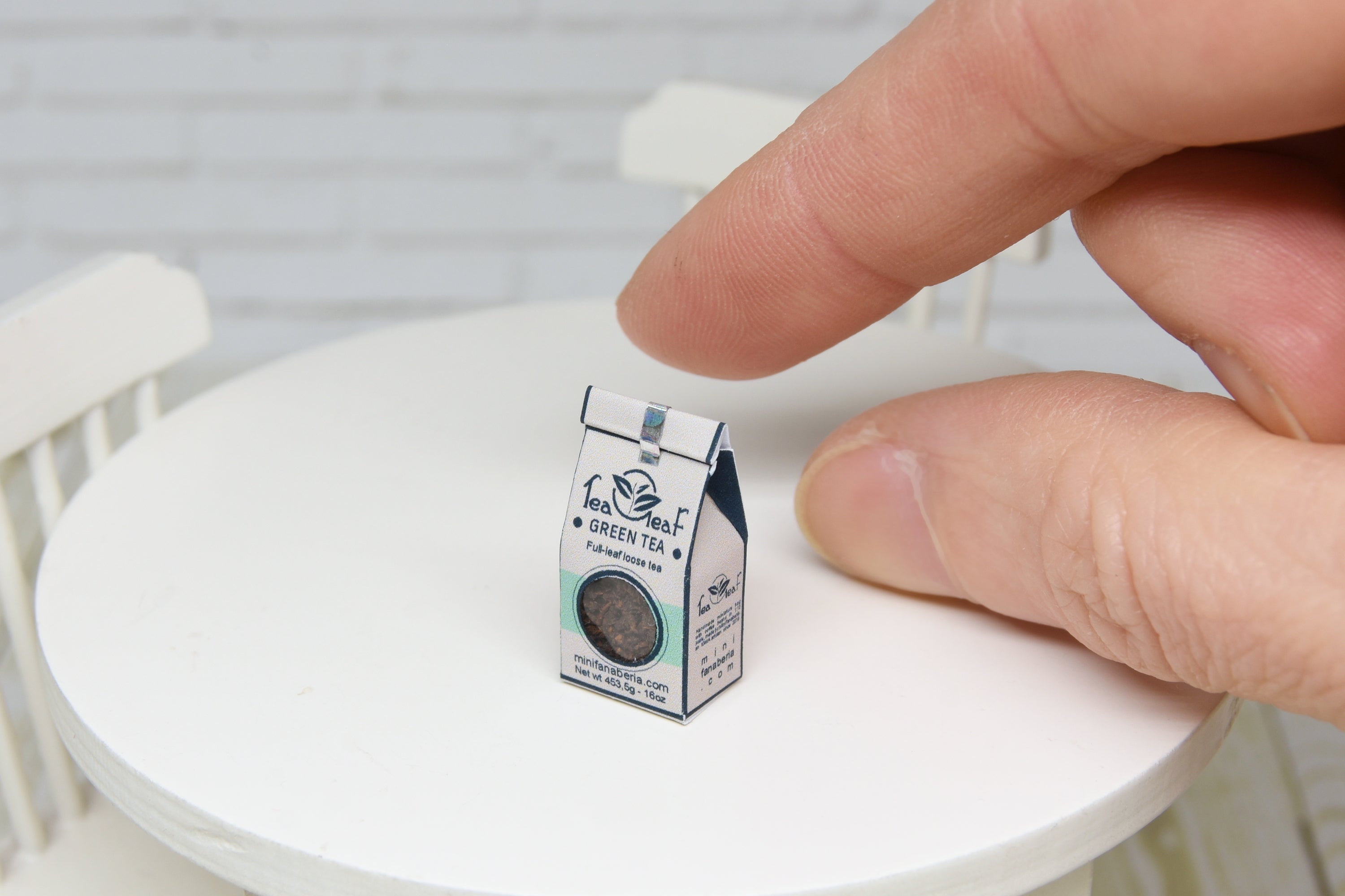 Tea bag with real tea leaves (1:12 scale)