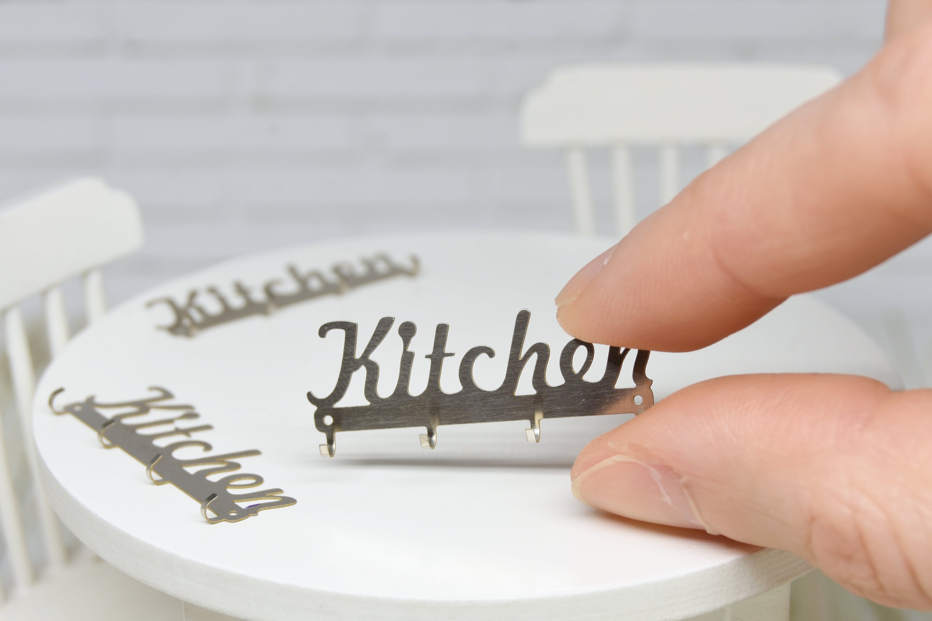 Metal "Kitchen" Wall Rack (1:12 scale) stainless steel