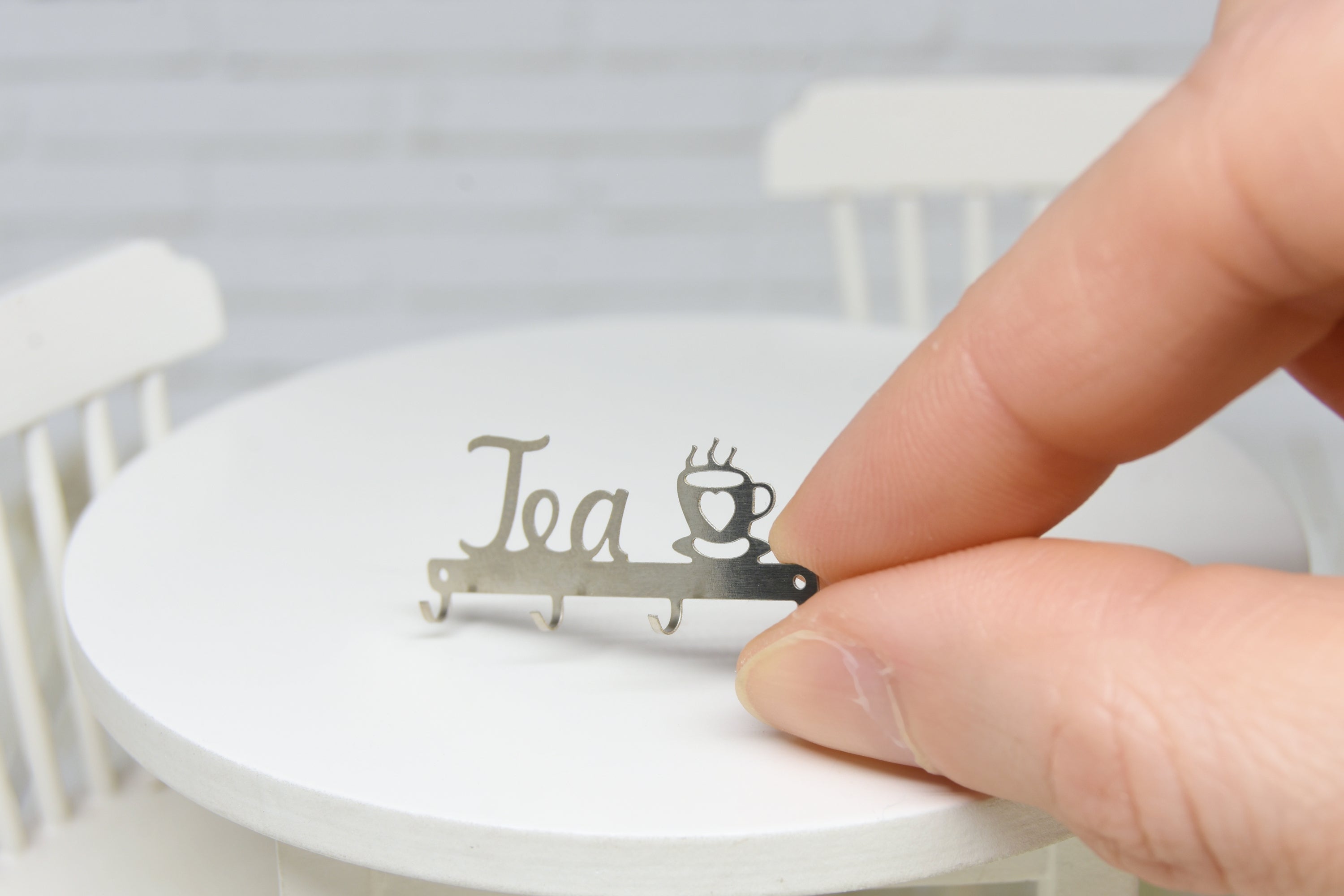 Metal "Tea" Wall Rack (1:12 scale) stainless steel