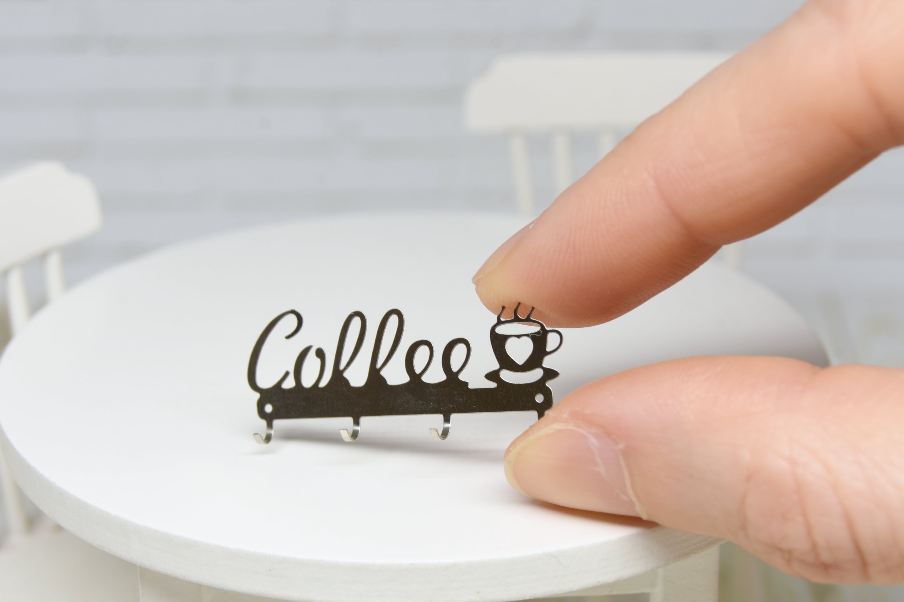 Metal "Coffee" Wall Rack (1:12 scale) stainless steel