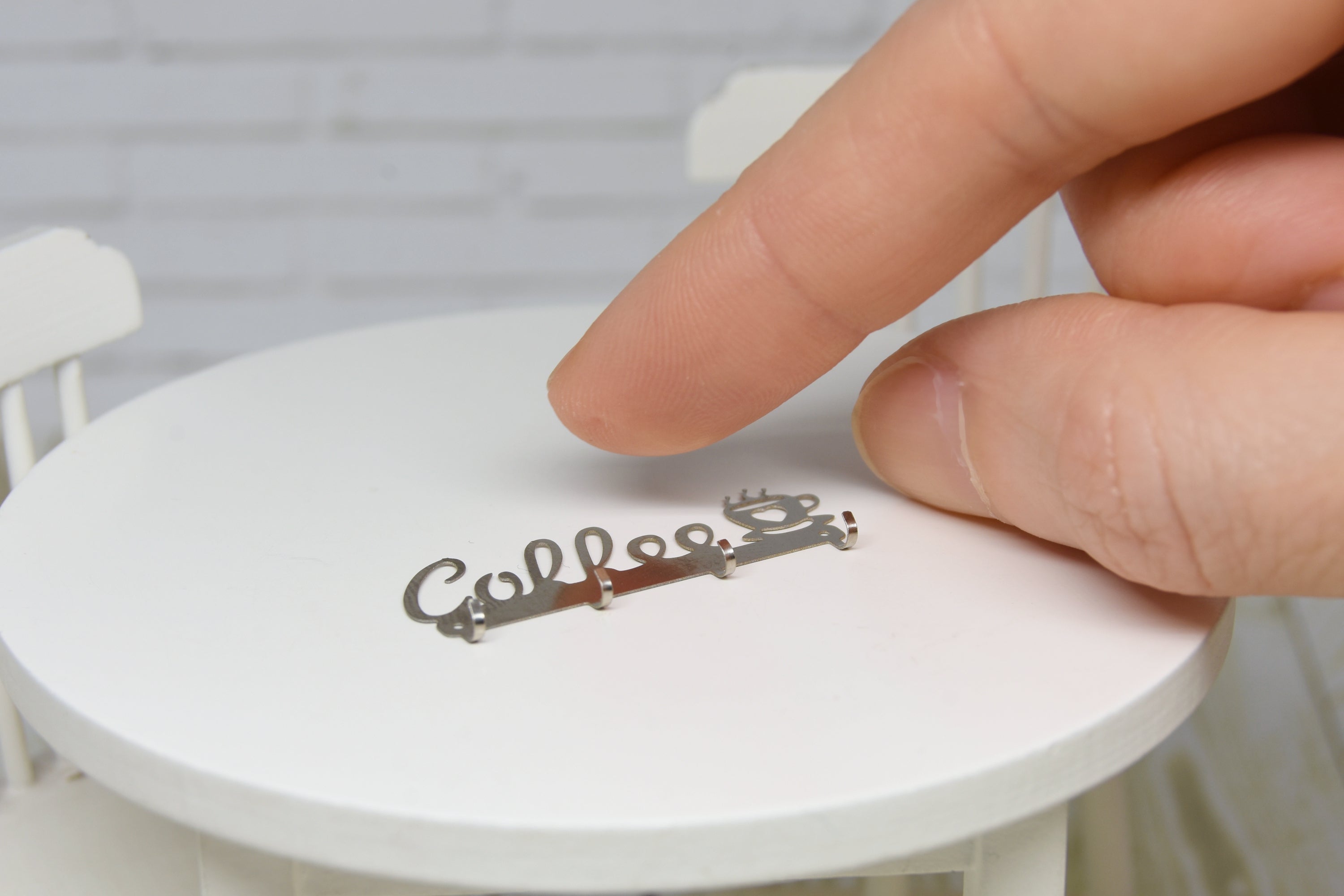 Metal "Coffee" Wall Rack (1:12 scale) stainless steel