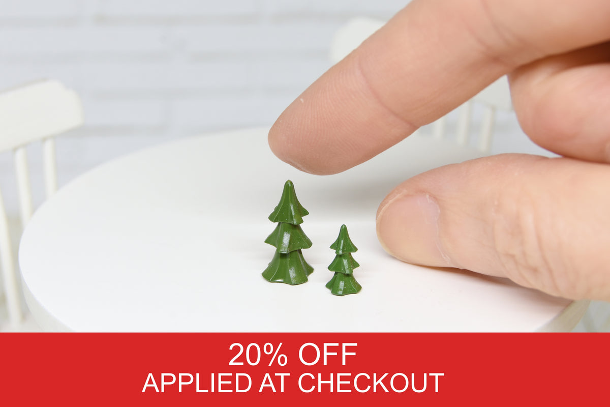 Mini Christmas Trees - set of 2pcs (1:12 scale)