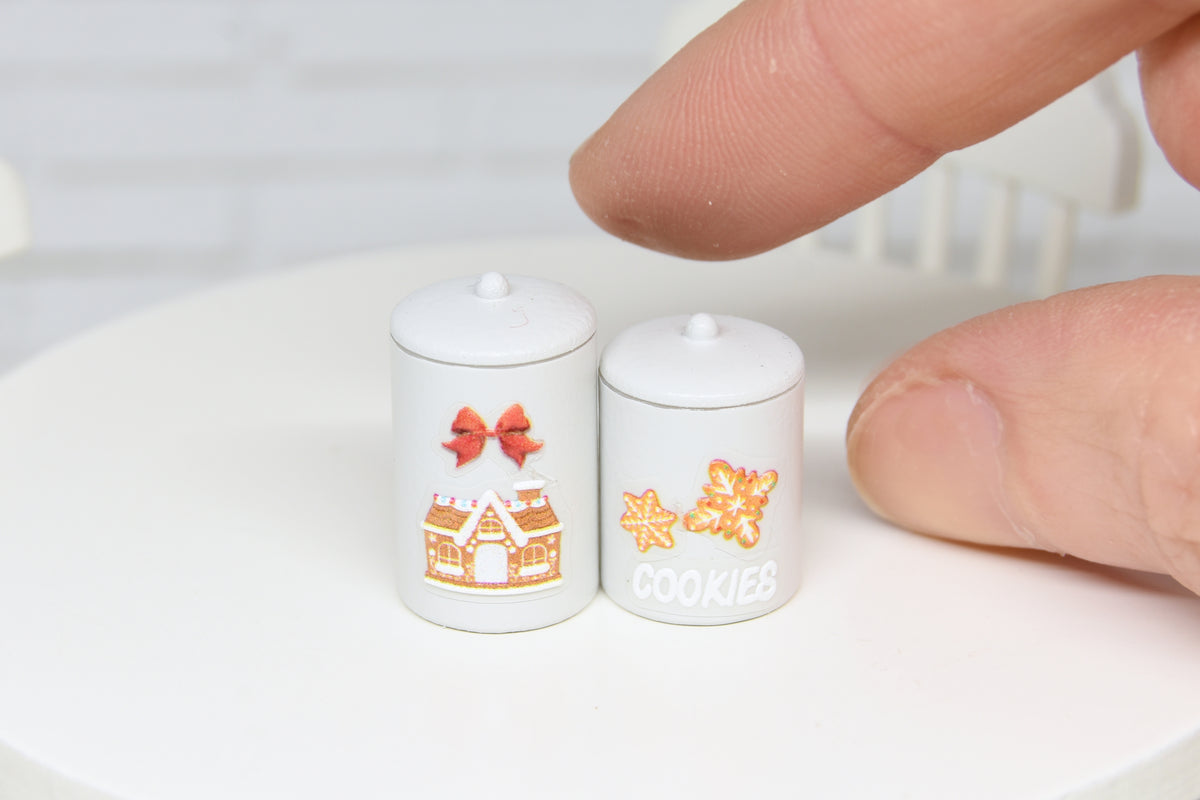 Container Set - 2pcs- with removable lids (1:12 scale) Christmas